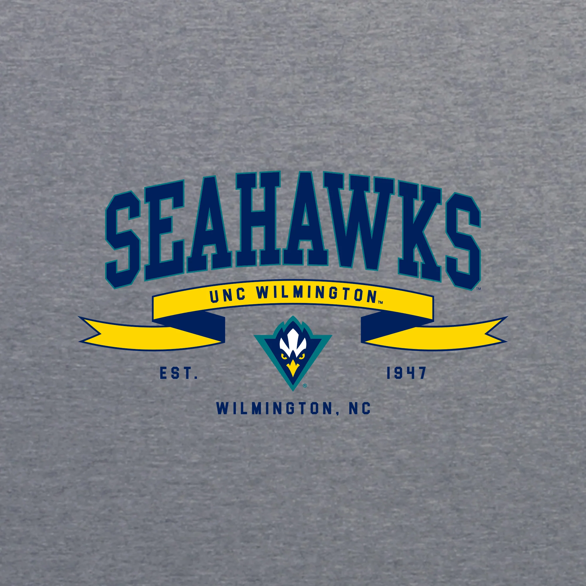 UNC Wilmington Ribbon Flight NLA Triblend T-Shirt - Premium Heather - Image 2