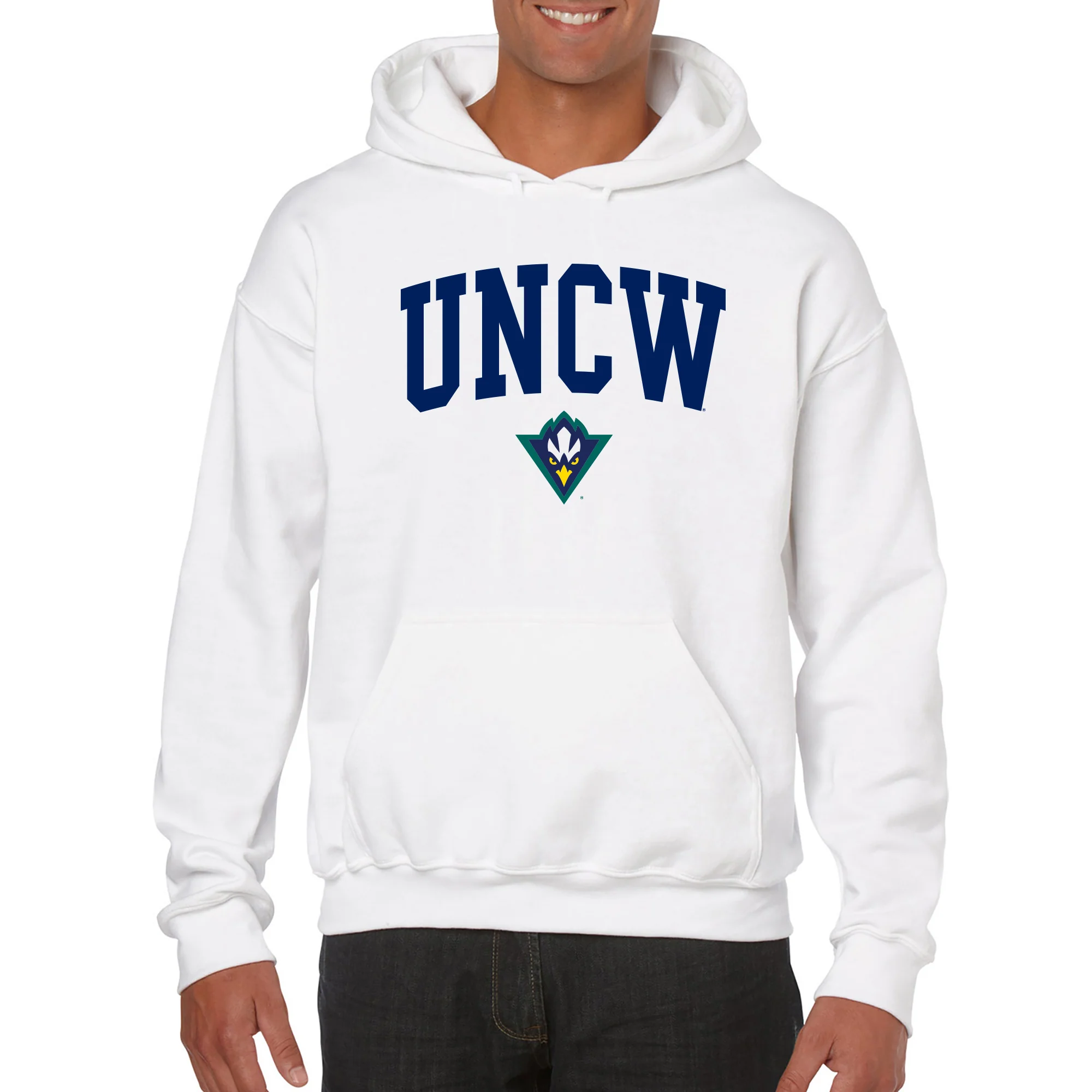 UNC Wilmington Seahawks Arch Logo Hoodie - White - Image 3