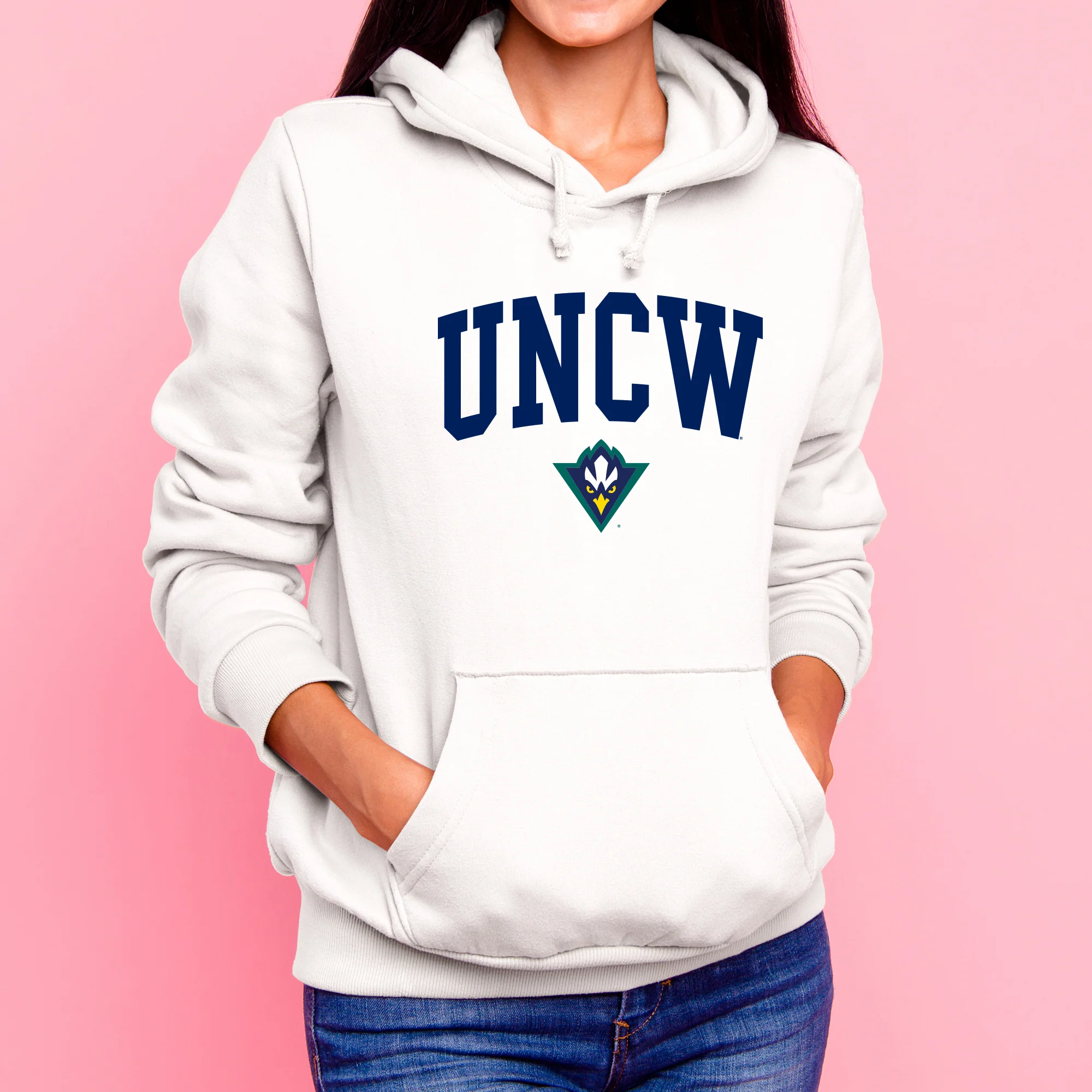 UNC Wilmington Seahawks Arch Logo Hoodie - White - Image 4