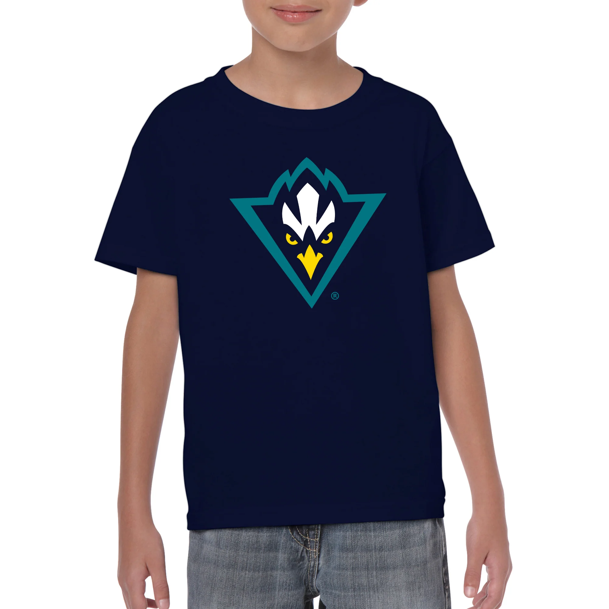 UNC Wilmington Seahawks Primary Logo Youth T Shirt - Navy - Image 3