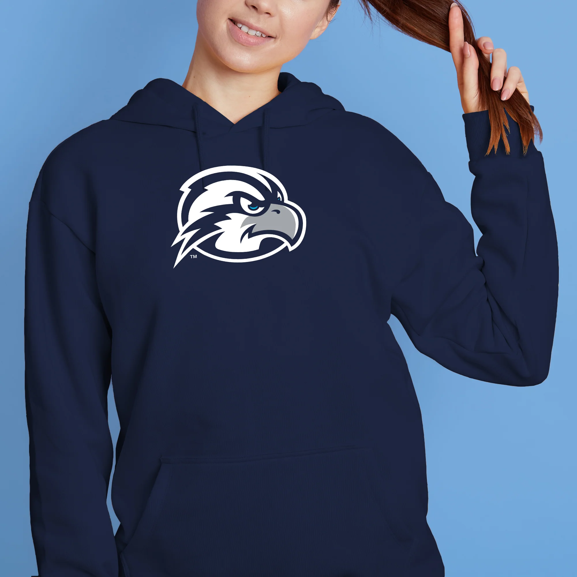 University of North Florida Ospreys Primary Logo Heavy Blend Hoodie - Navy - Image 4
