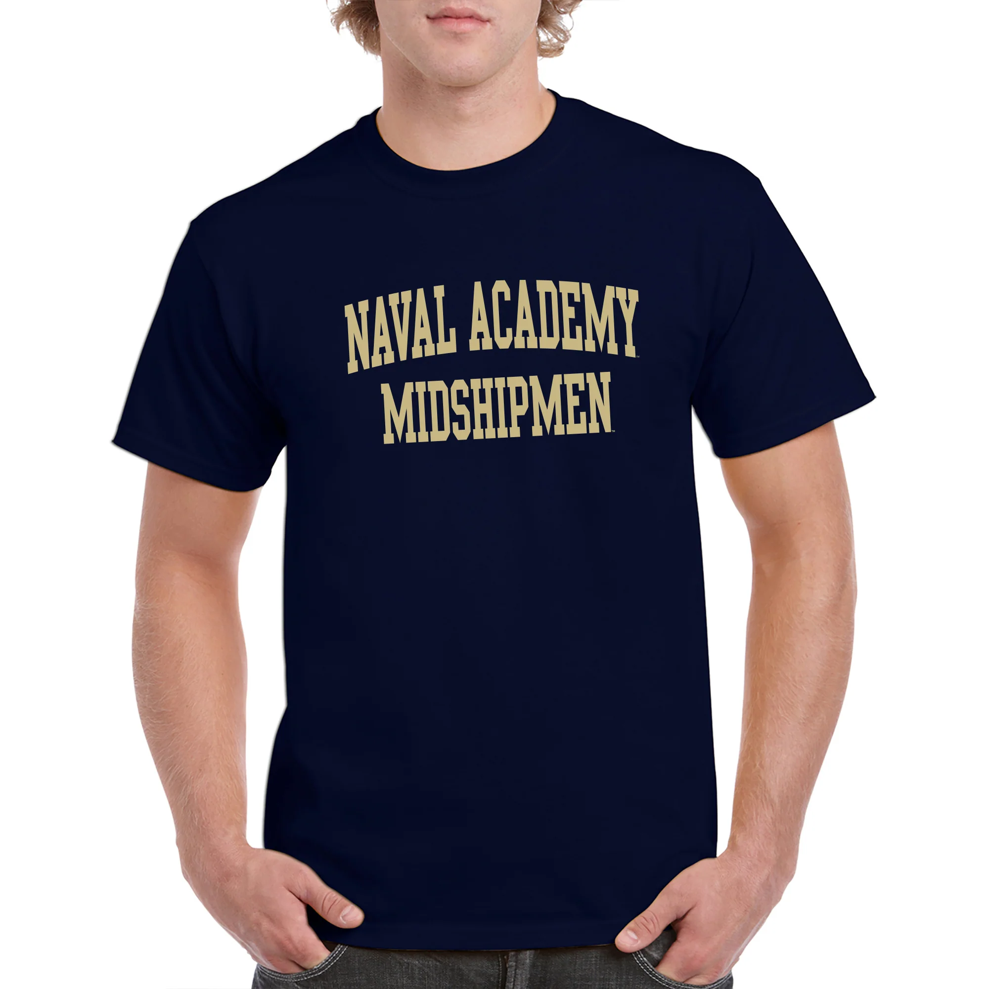 United States Naval Academy Midshipmen Front Back Print Short Sleeve T Shirt - Navy - Image 3