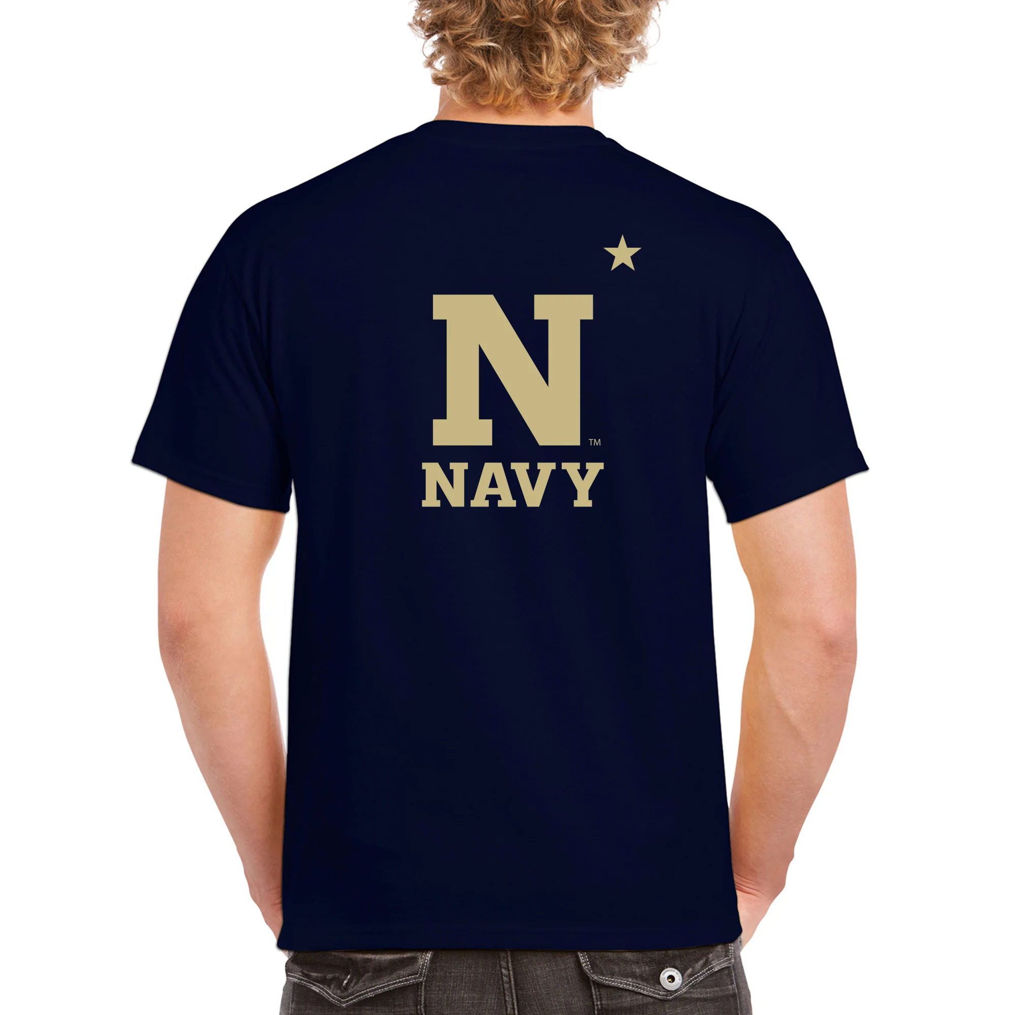 United States Naval Academy Midshipmen Front Back Print Short Sleeve T Shirt - Navy - Image 5