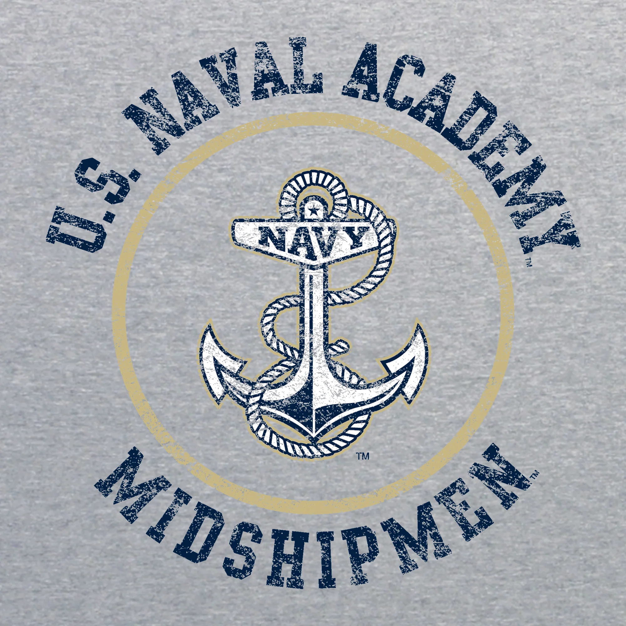 United States Naval Academy Midshipmen Circle Logo Women's Long Sleeve T Shirt - Athletic Heather - Image 2