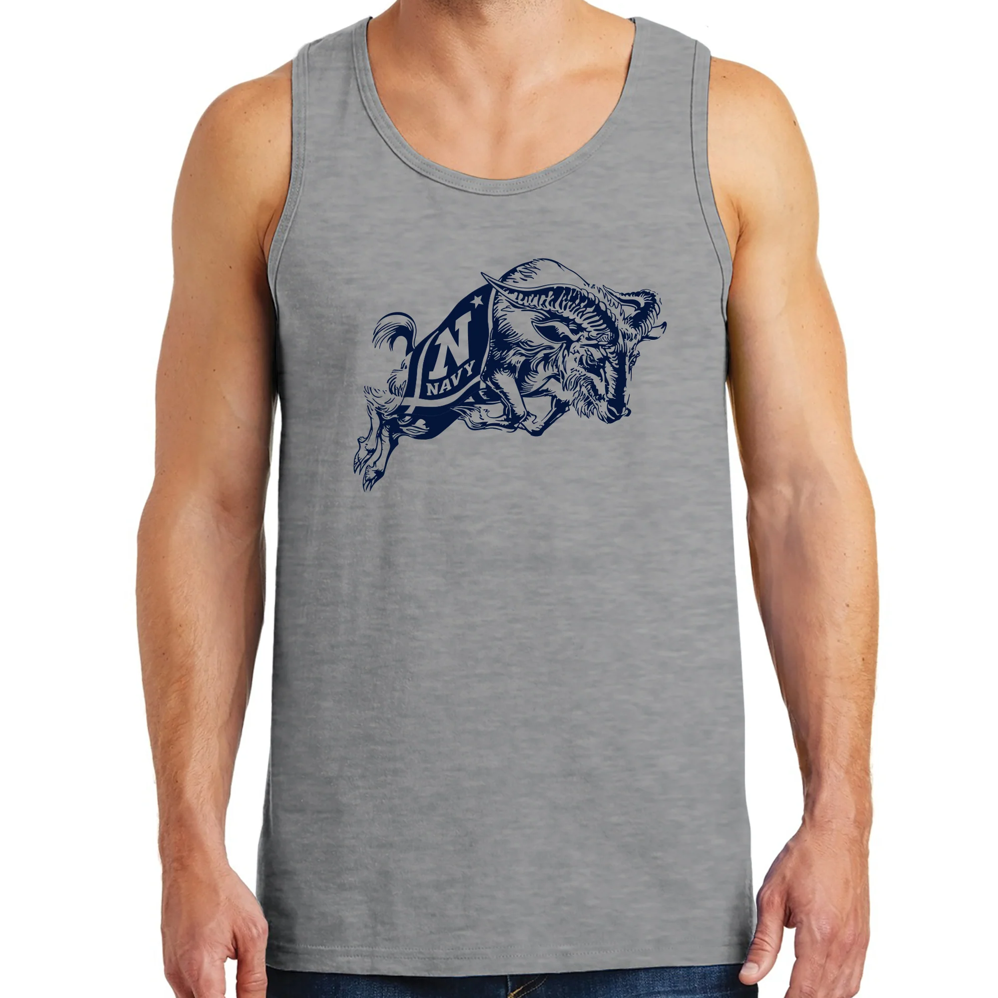 United States Naval Academy Midshipmen Primary Logo Tank Top - Sport Grey - Image 3