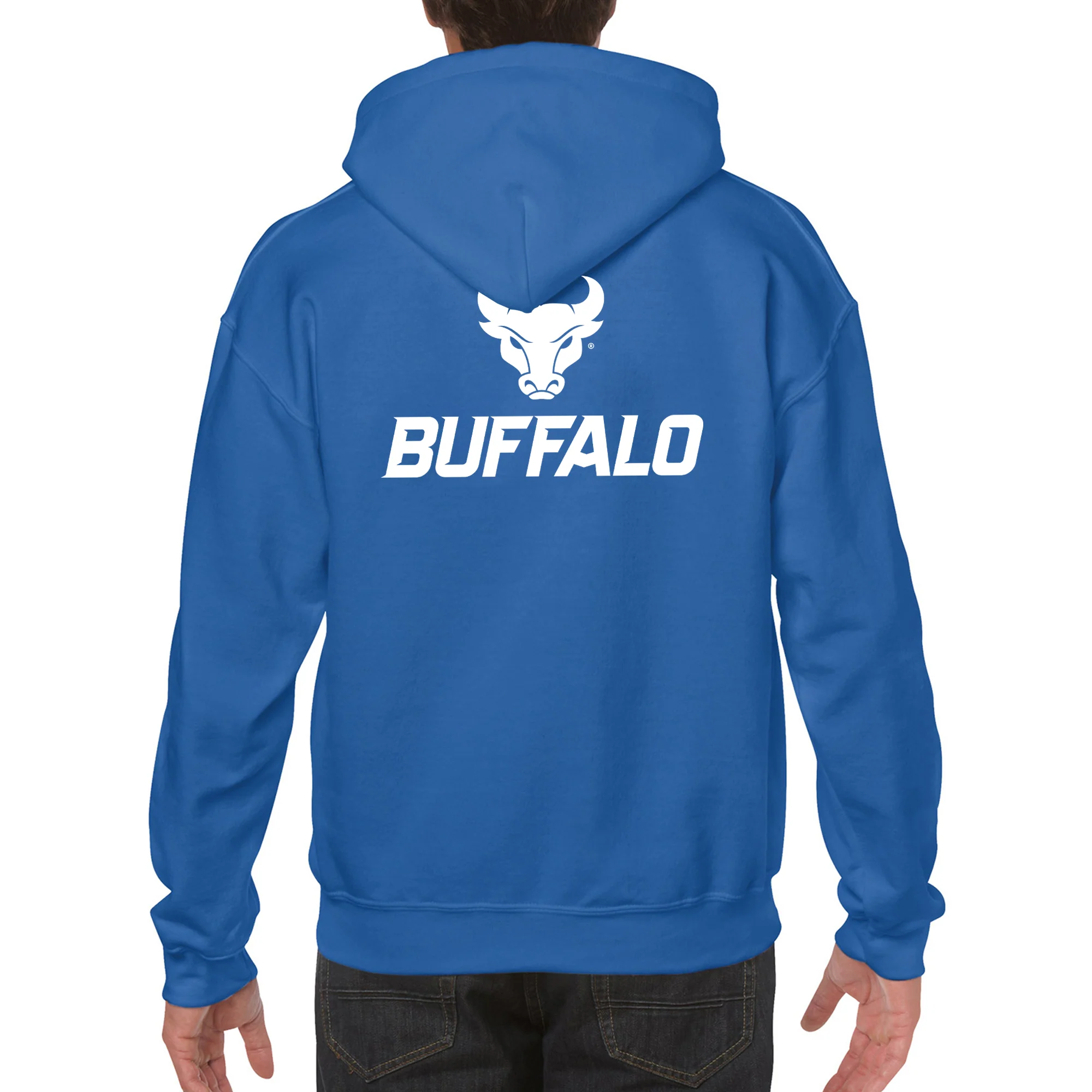 University at Buffalo Bulls Front Back Print Heavy Blend Hoodie - Royal - Image 5