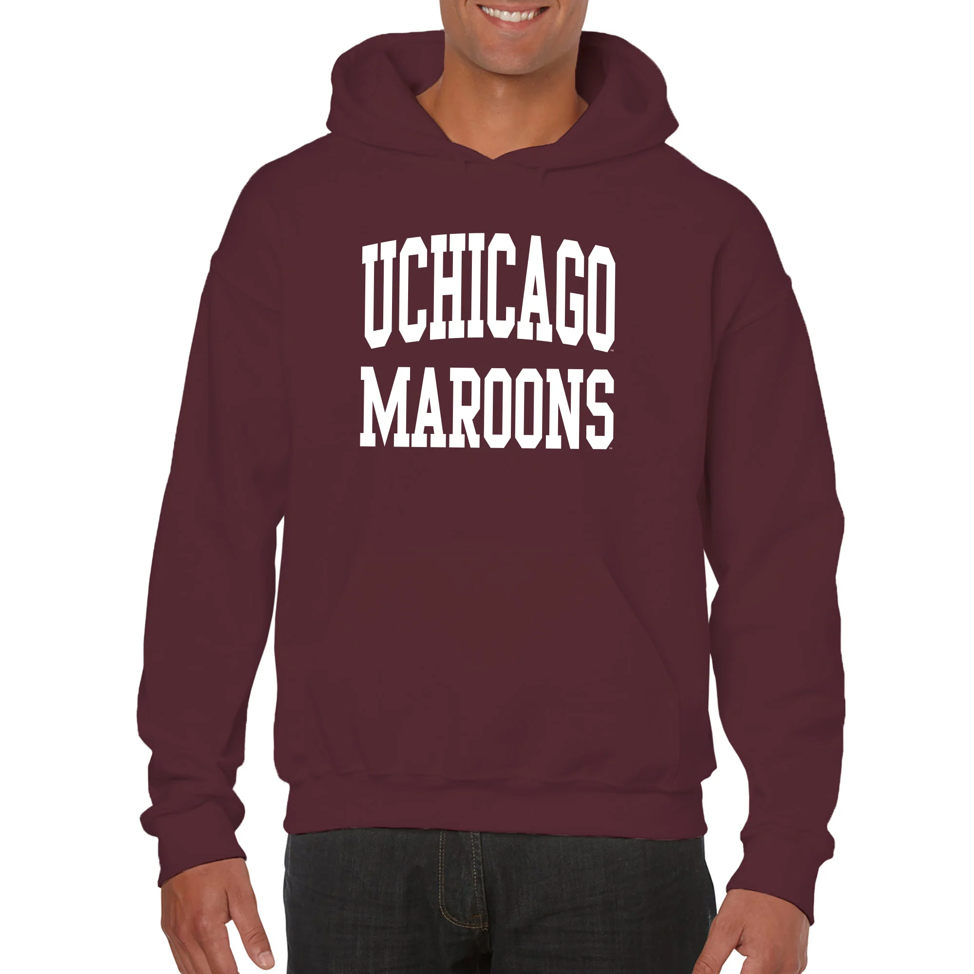 University of Chicago Maroons Front Back Print Heavy Blend Hoodie - Maroon - Image 3