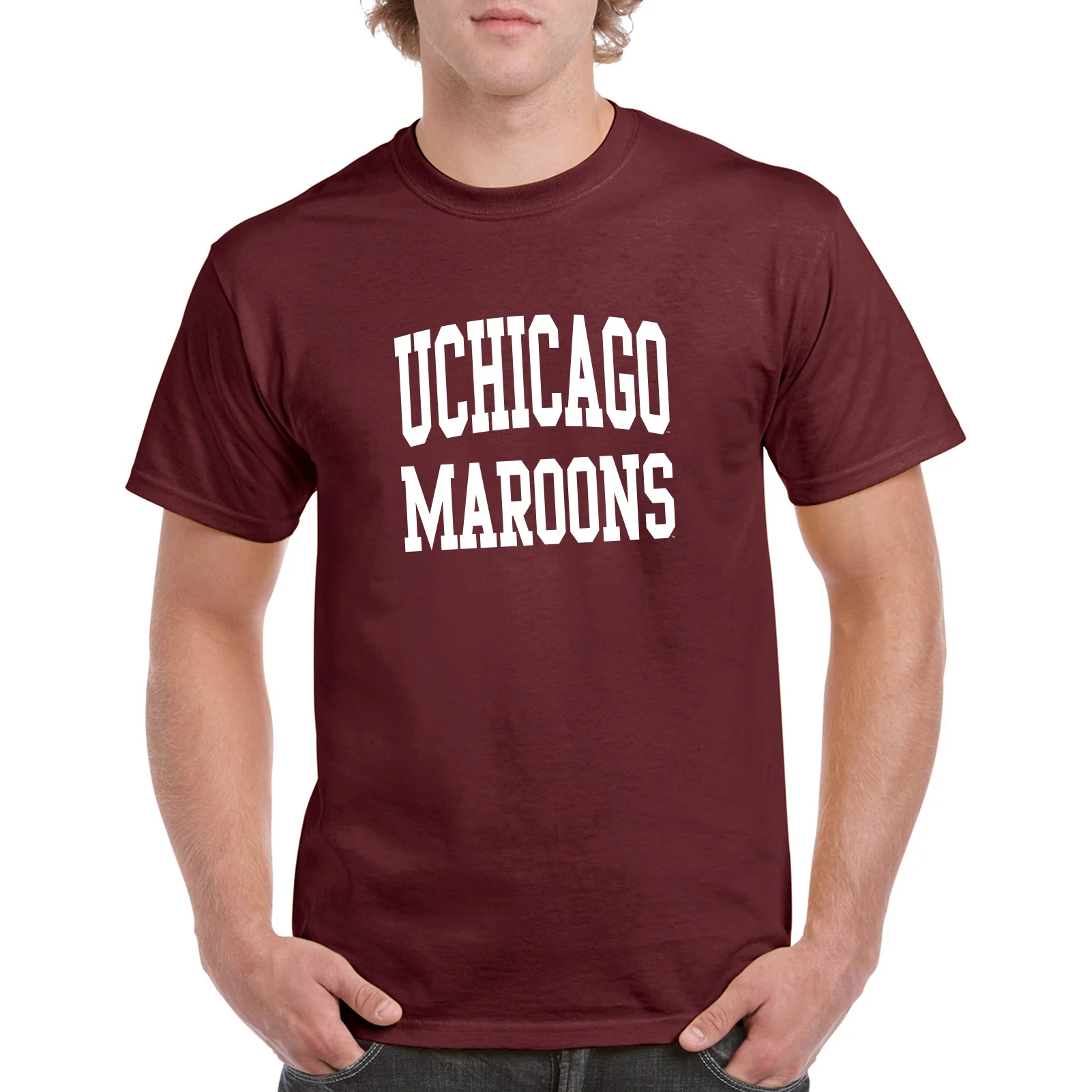 University of Chicago Maroons Front Back Print Short Sleeve T Shirt - Maroon - Image 3
