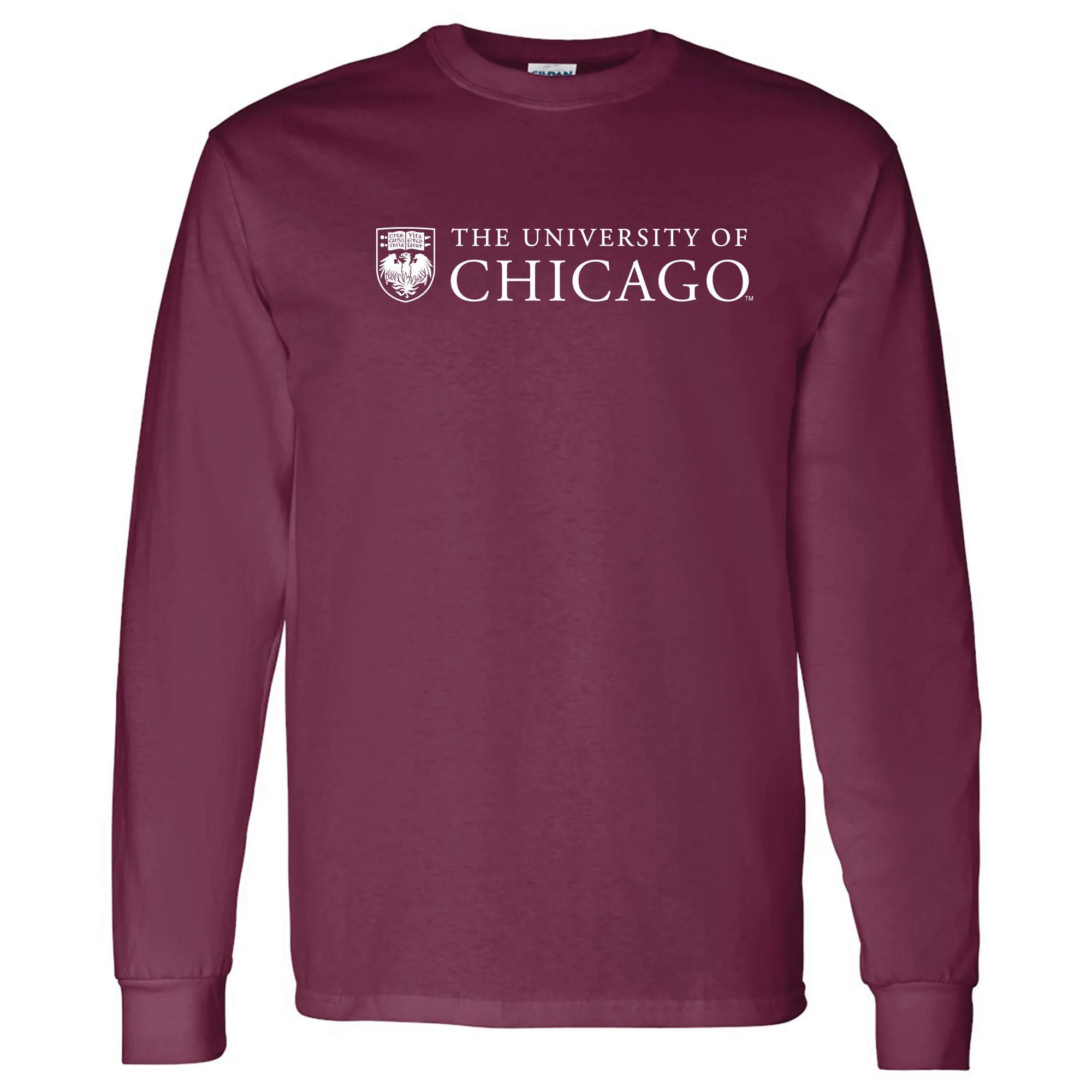 University of Chicago Maroons Institutional Logo Long Sleeve T Shirt - Maroon
