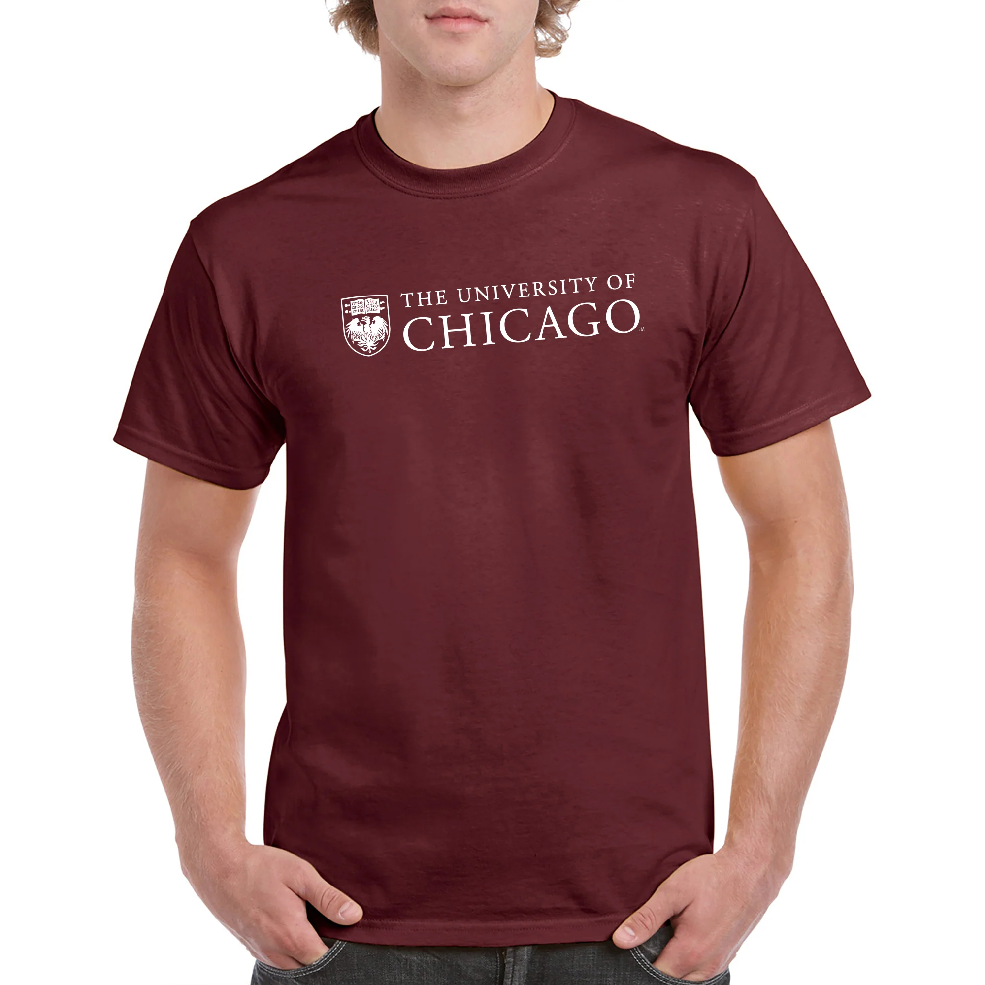 University of Chicago Maroons Institutional Logo Short Sleeve T Shirt - Maroon - Image 3