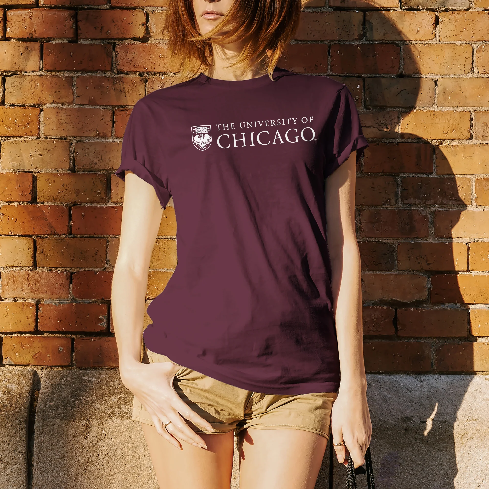 University of Chicago Maroons Institutional Logo Short Sleeve T Shirt - Maroon - Image 4