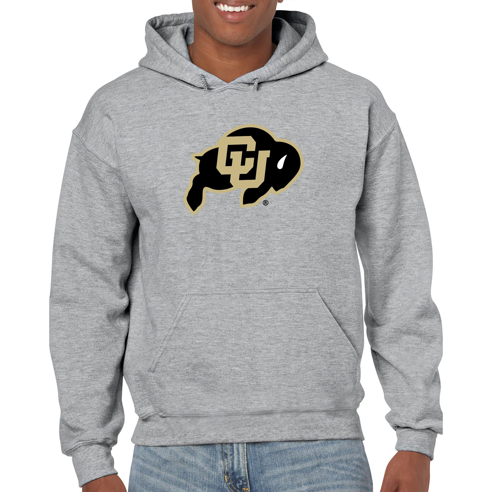 University of Colorado Buffaloes Primary Logo Hoodie - Sport Grey - Image 3
