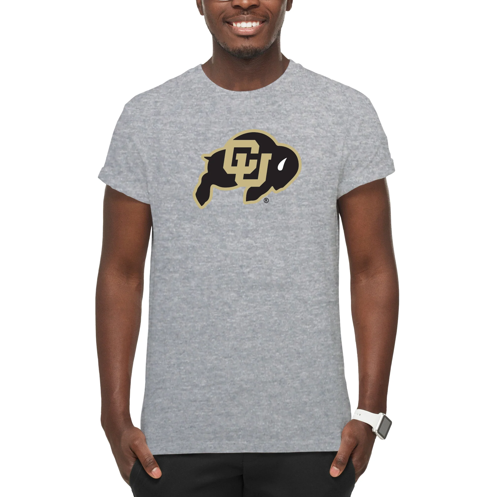 University of Colorado Buffaloes Primary Logo T Shirt - Sport Grey - Image 4