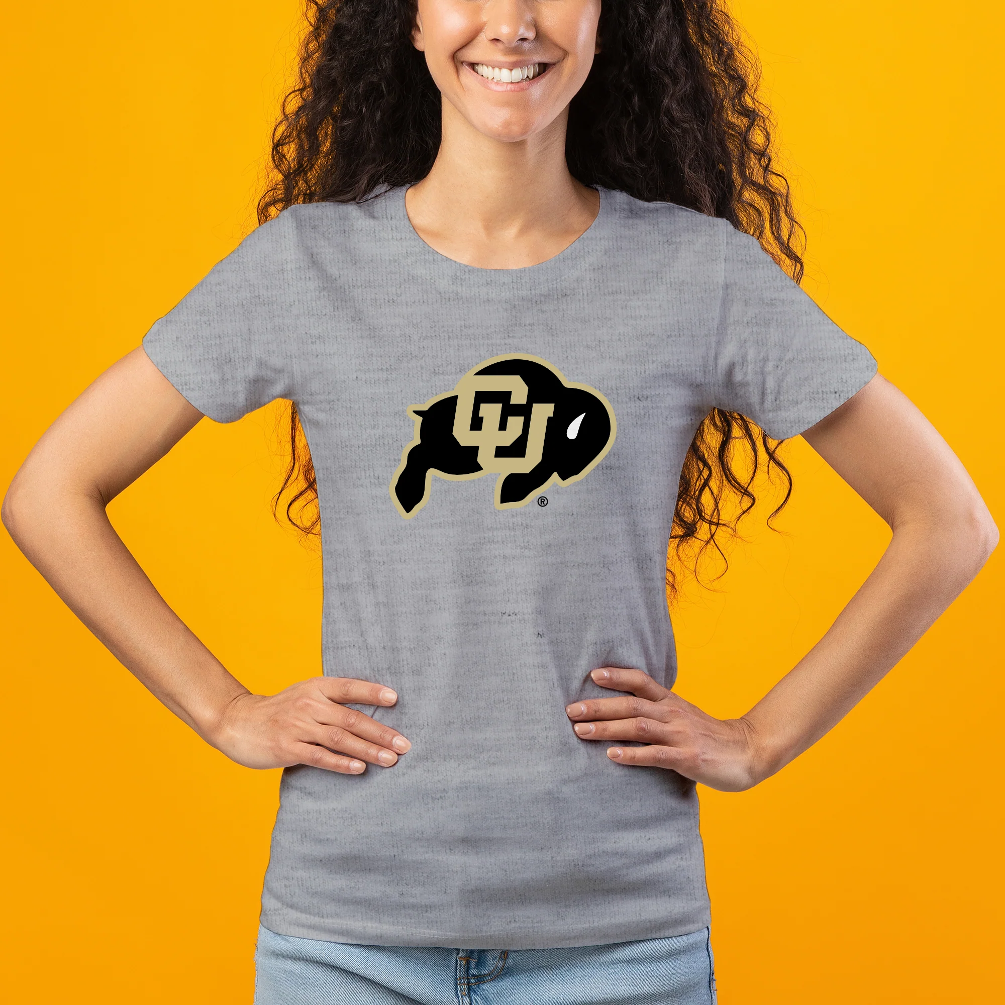 University of Colorado Buffaloes Primary Logo Women's T Shirt - Sport Grey - Image 5