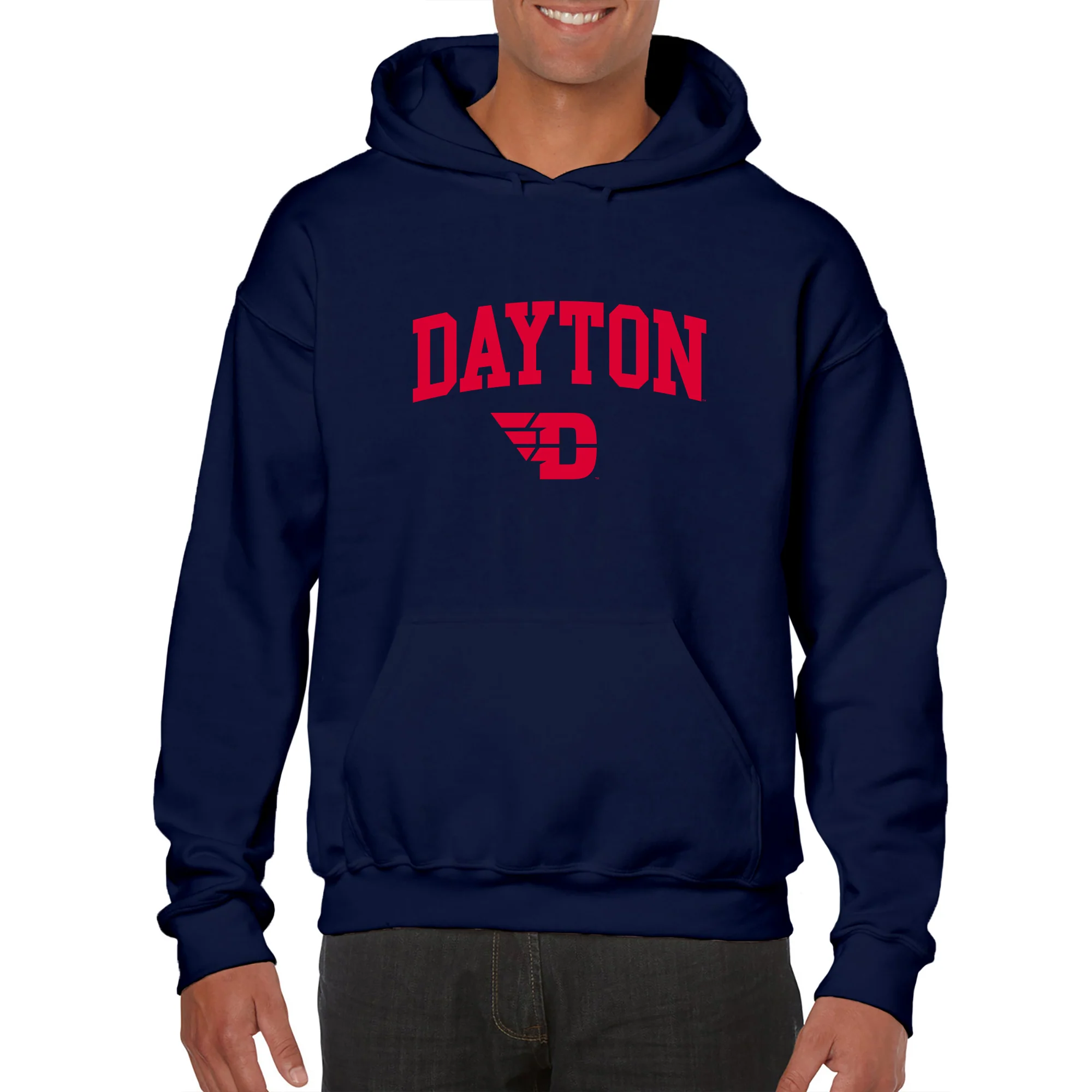 University of Dayton Flyers Arch Logo Heavy Blend Hoodie - Navy - Image 3