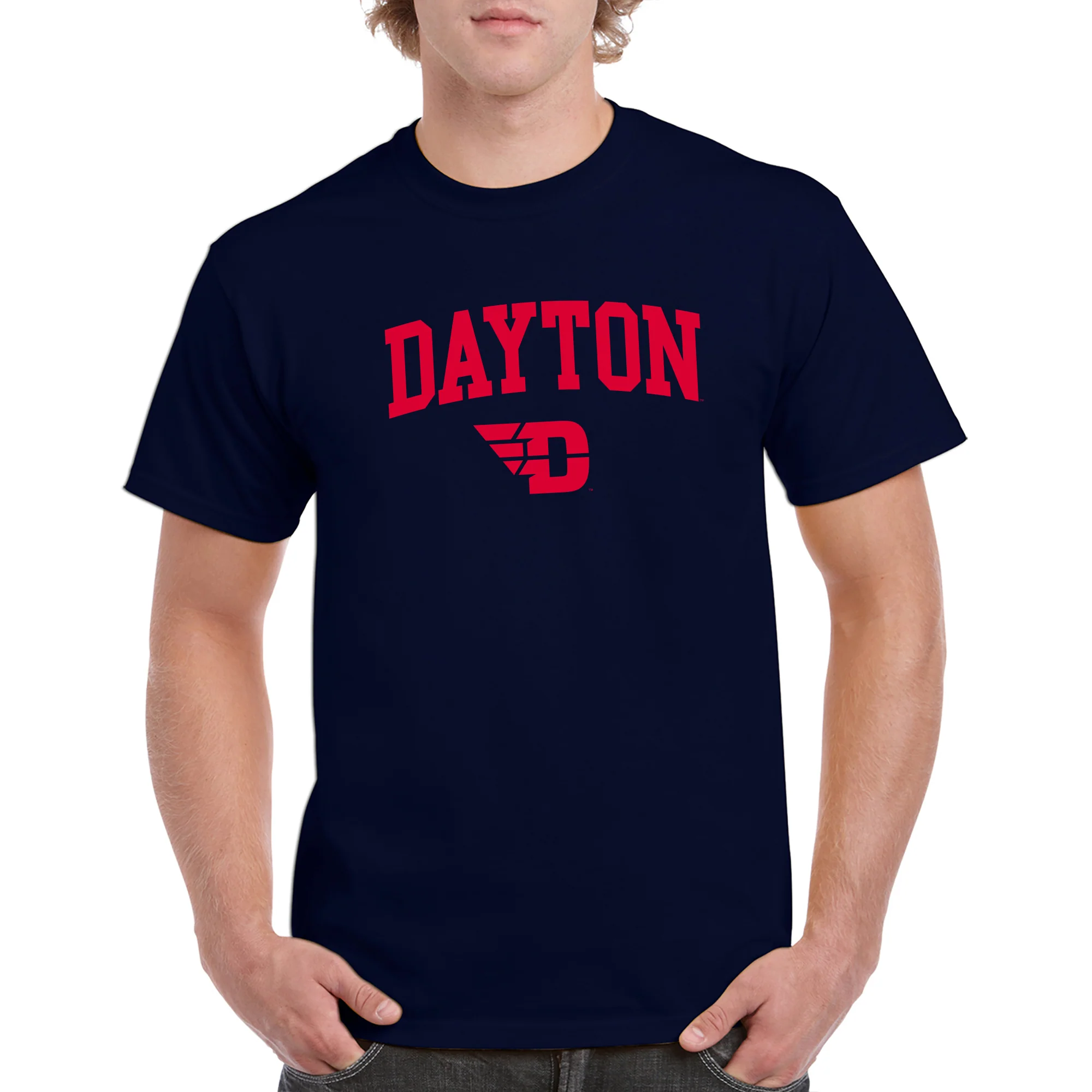 University of Dayton Flyers Arch Logo Short Sleeve T Shirt - Navy - Image 3