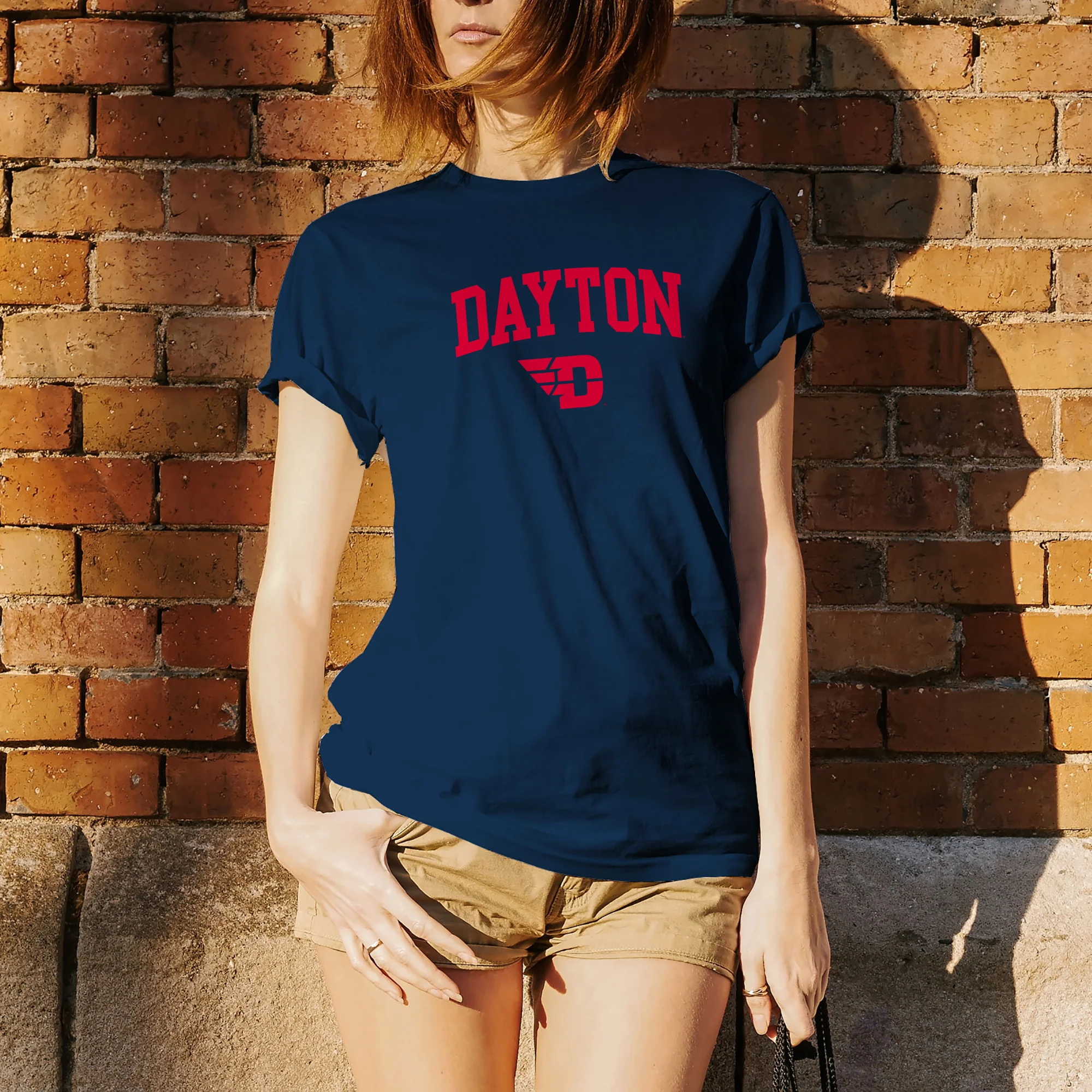 University of Dayton Flyers Arch Logo Short Sleeve T Shirt - Navy - Image 4