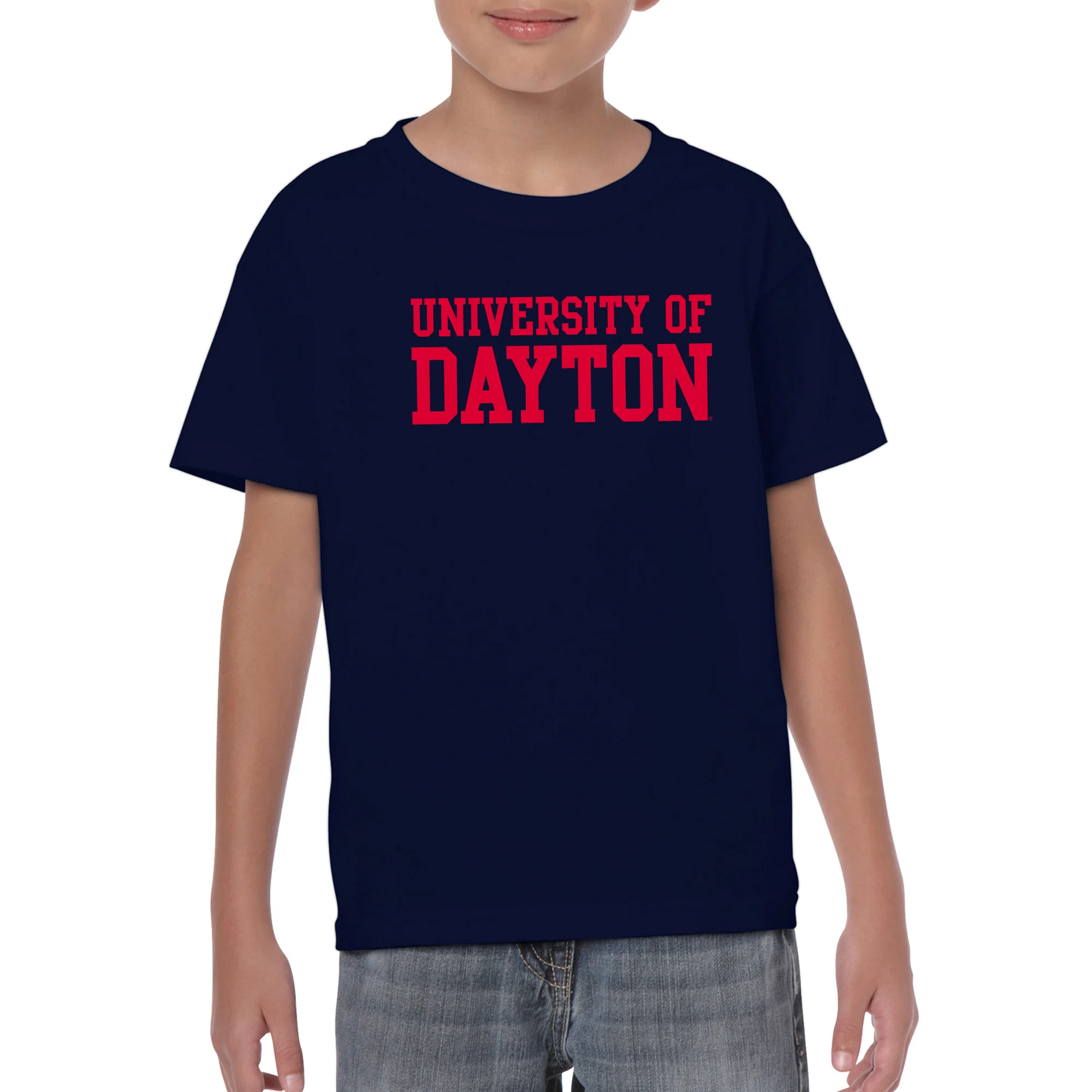 University of Dayton Flyers Basic Block Youth Short Sleeve T Shirt - Navy - Image 3