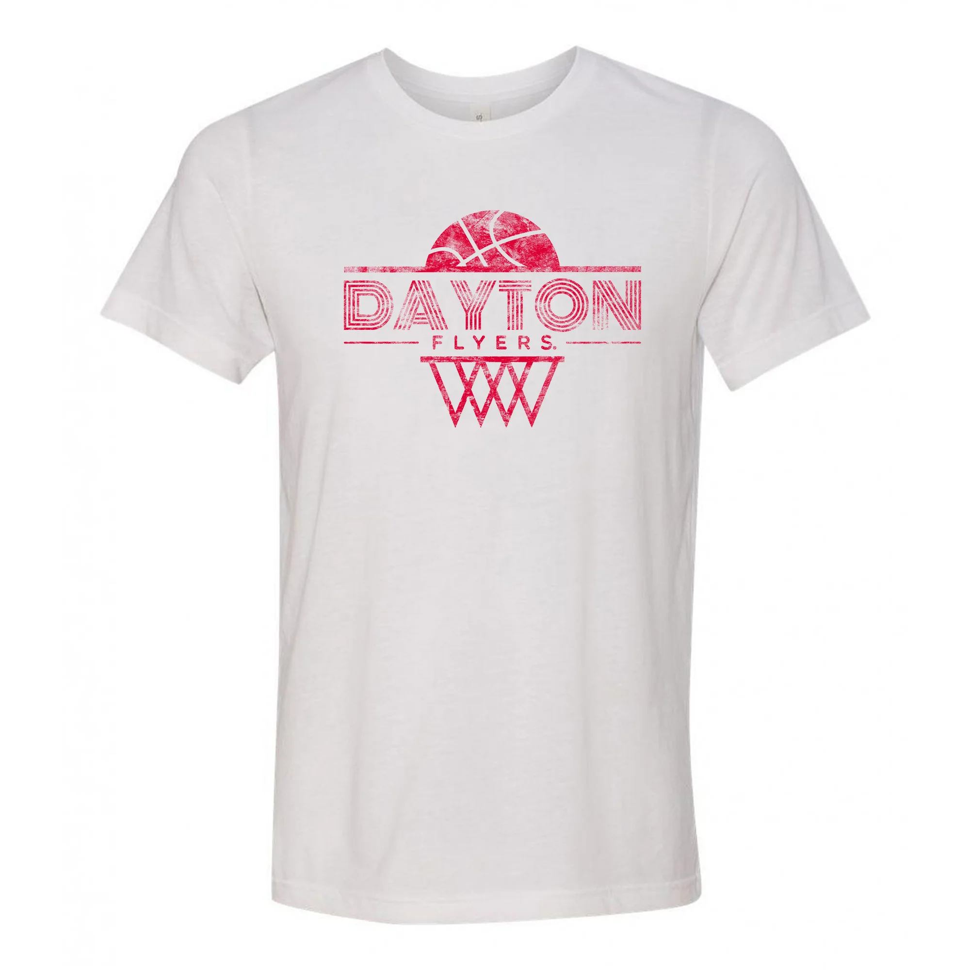 University of Dayton Flyers Oblique Hoop Canvas Triblend Short Sleeve T-Shirt - Solid White