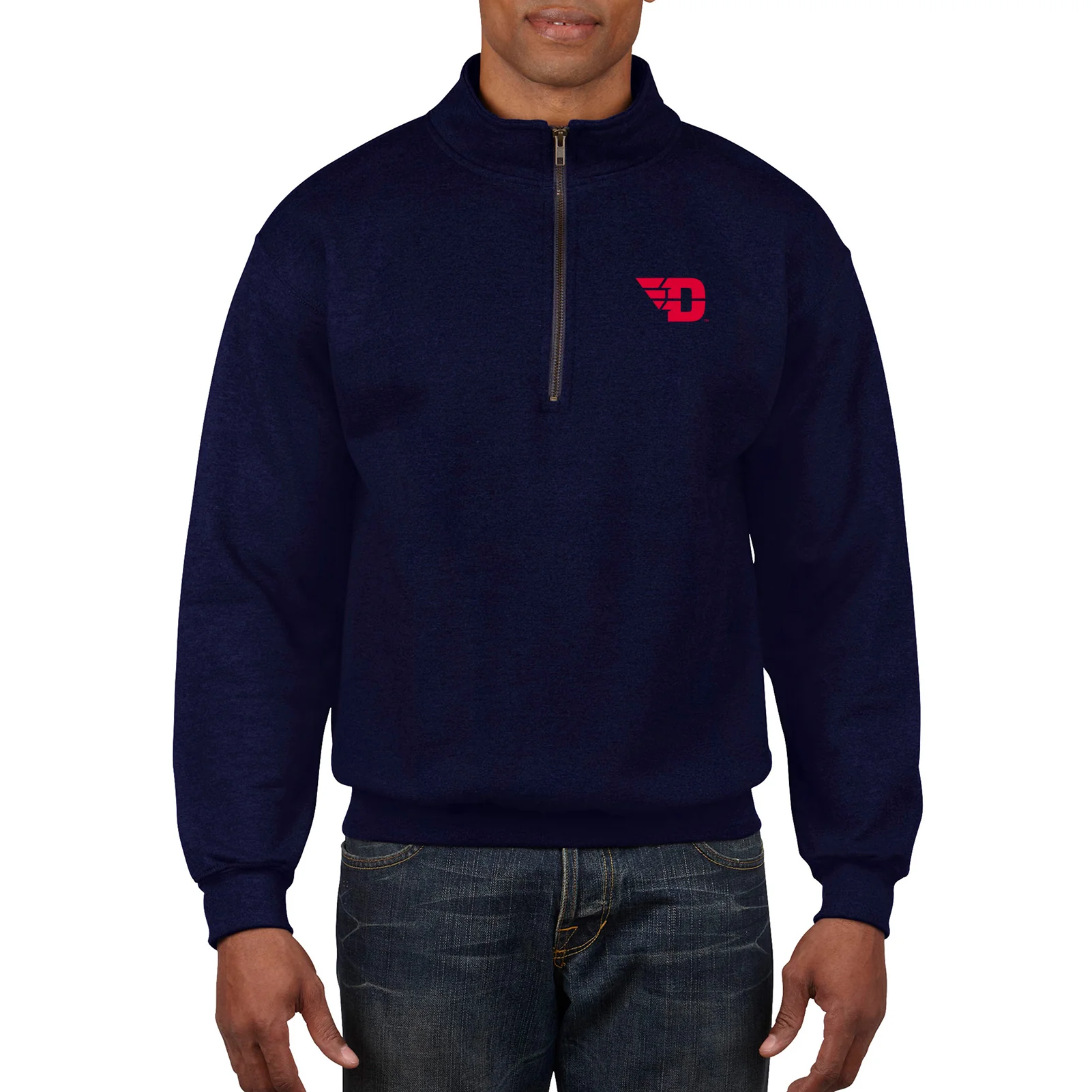 University of Dayton Flyers Primary Logo 1/4 Zip Sweatshirt - Navy - Image 3