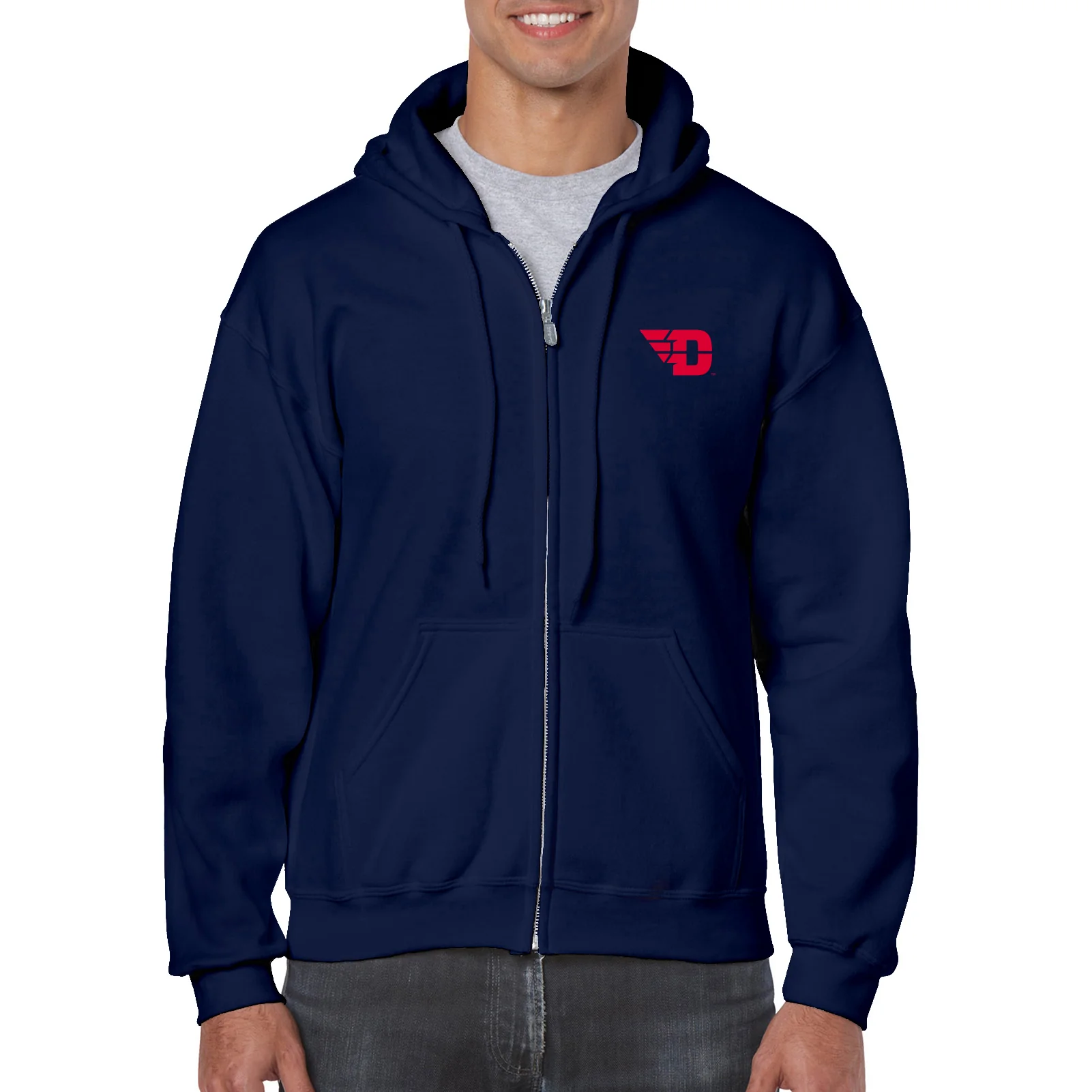 University of Dayton Flyers Primary Logo Full Zip Hoodie - Navy - Image 4