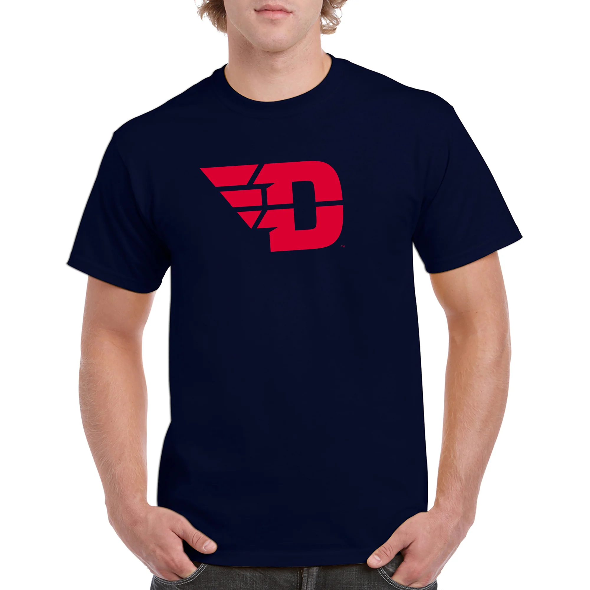 University of Dayton Flyers Primary Logo Short Sleeve T Shirt - Navy - Image 3