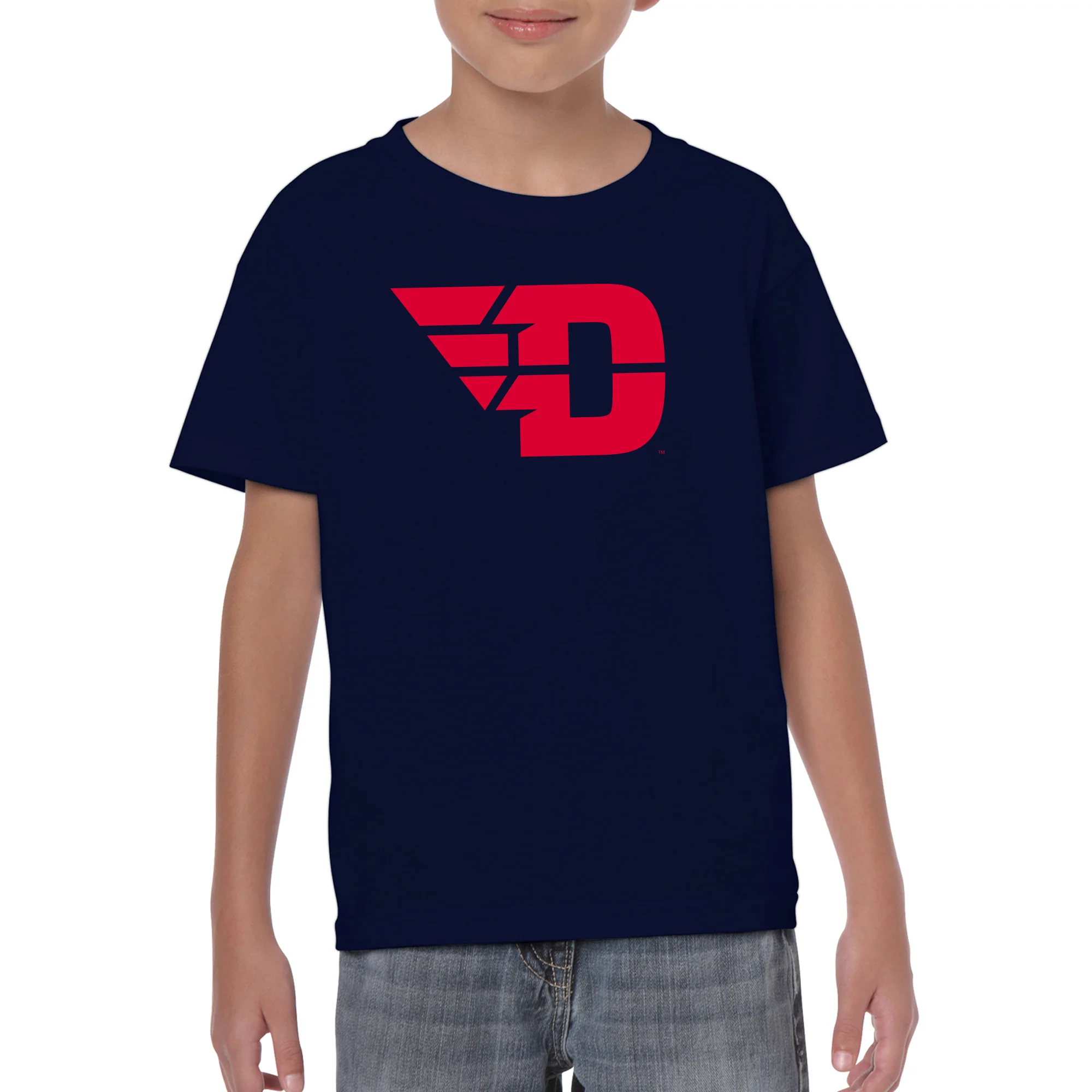 University of Dayton Flyers Primary Logo Youth Short Sleeve T Shirt - Navy - Image 3