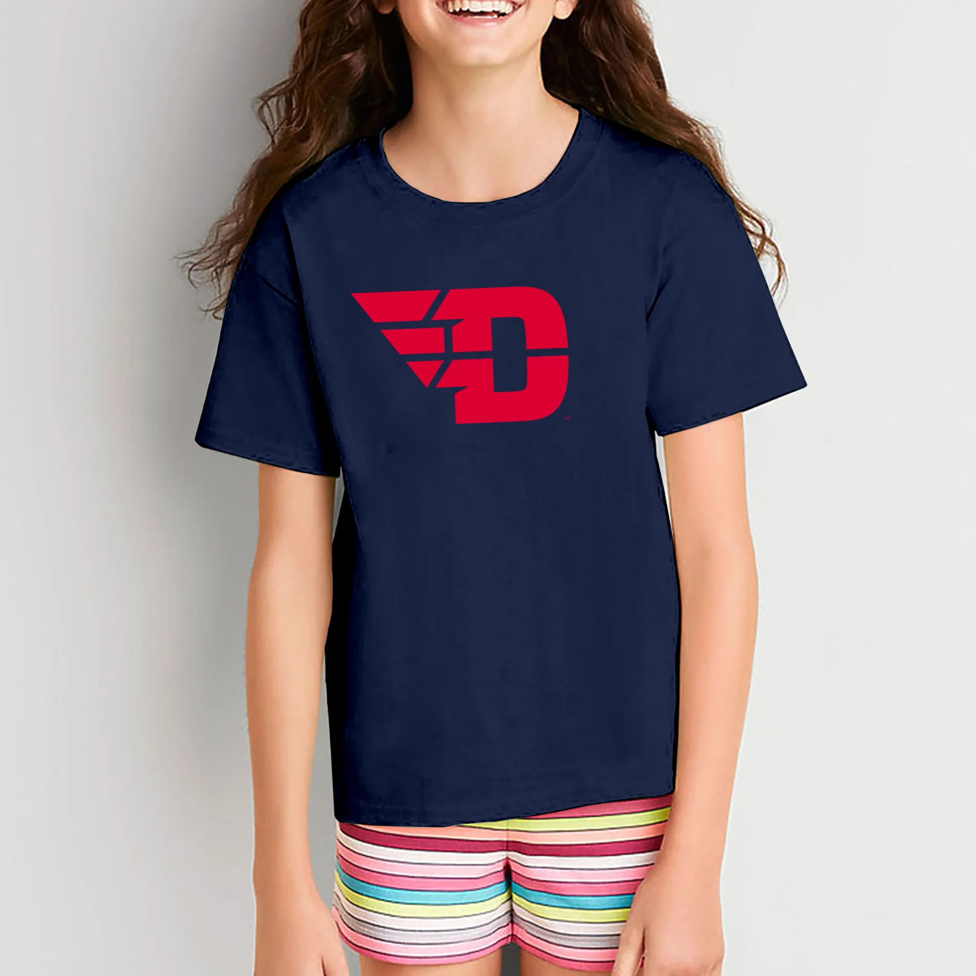 University of Dayton Flyers Primary Logo Youth Short Sleeve T Shirt - Navy - Image 4