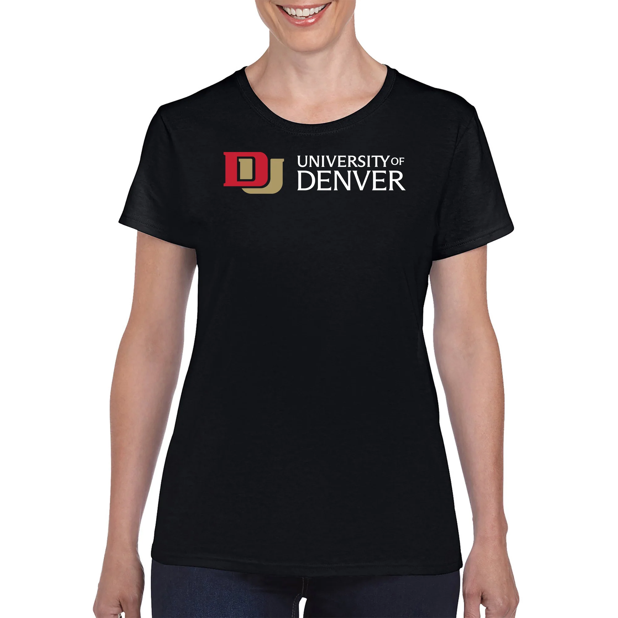 University of Denver Pioneers Basic Block Women's T-Shirt - Black - Image 3