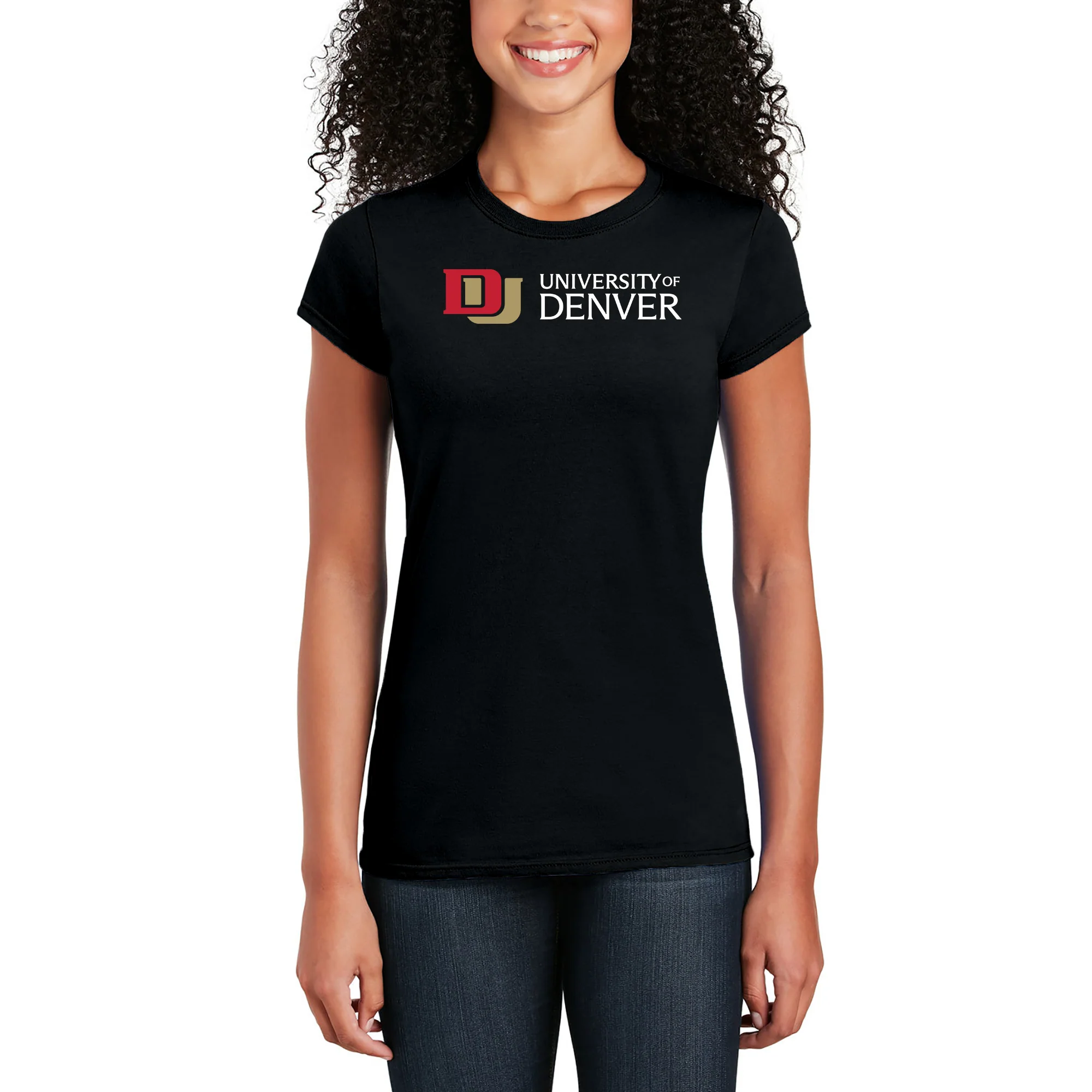 University of Denver Pioneers Basic Block Women's T-Shirt - Black - Image 4