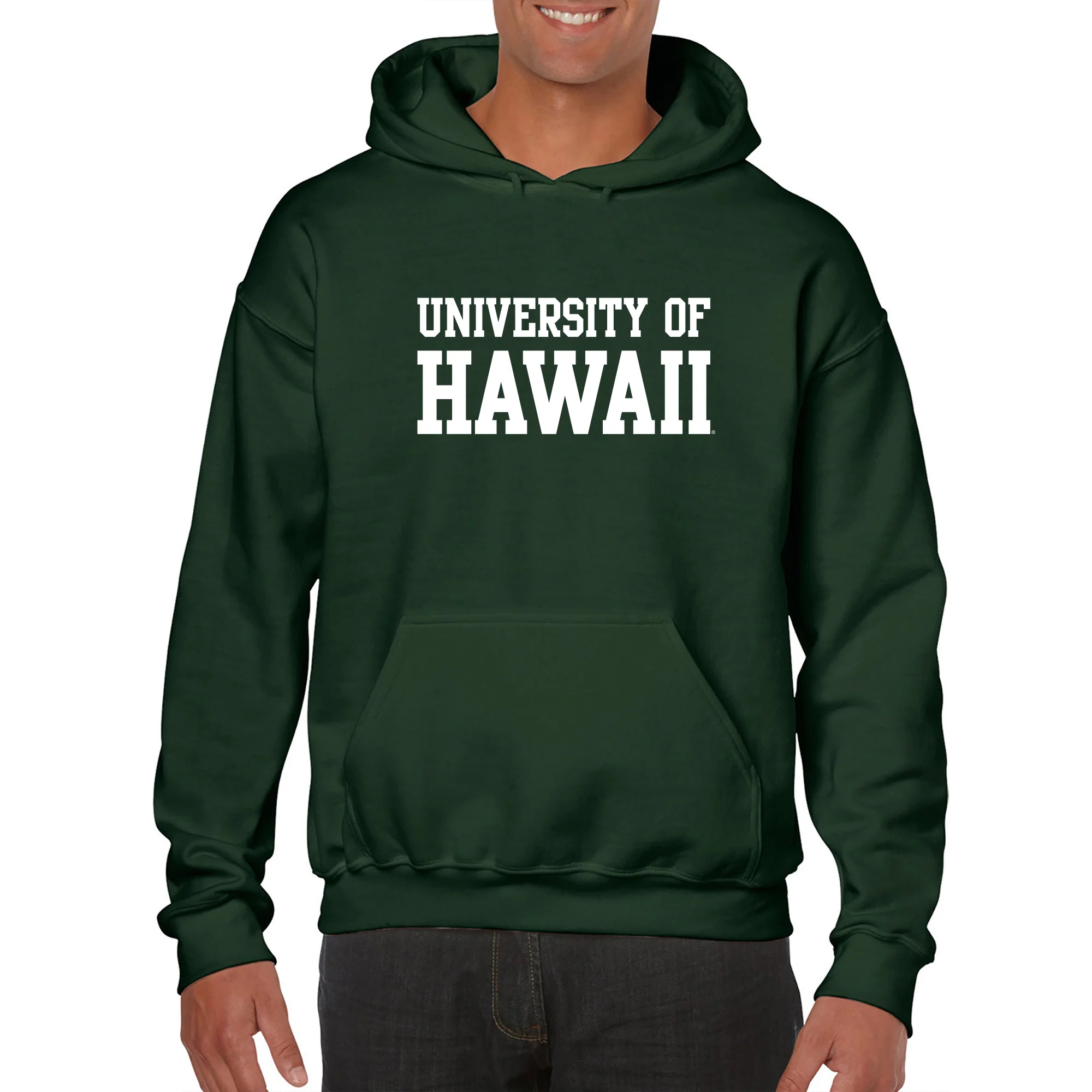 University of Hawaii Rainbow Warriors Basic Block Cotton Hoodie - Forest - Image 3