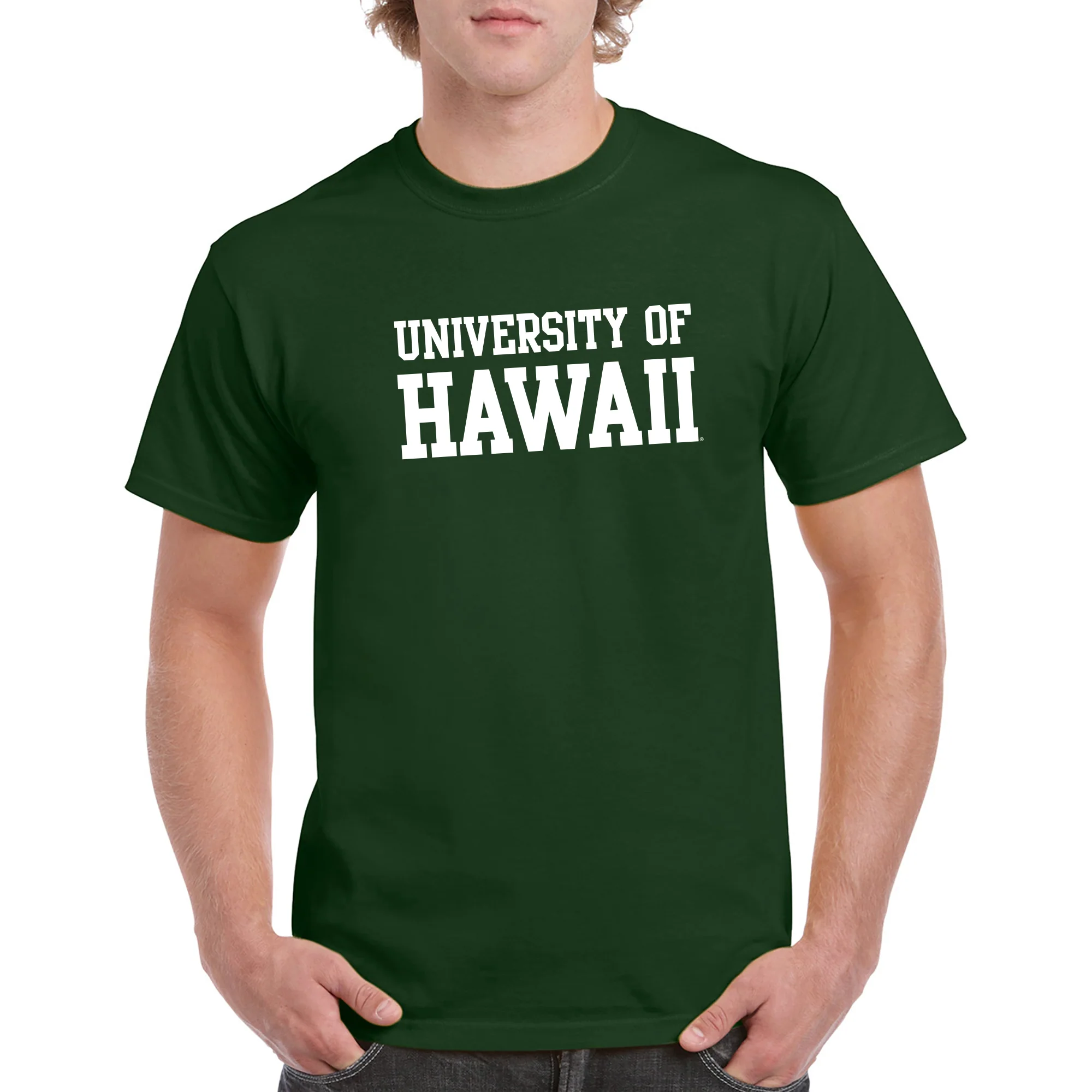 University of Hawaii Rainbow Warriors Basic Block Cotton T-Shirt - Forest - Image 3