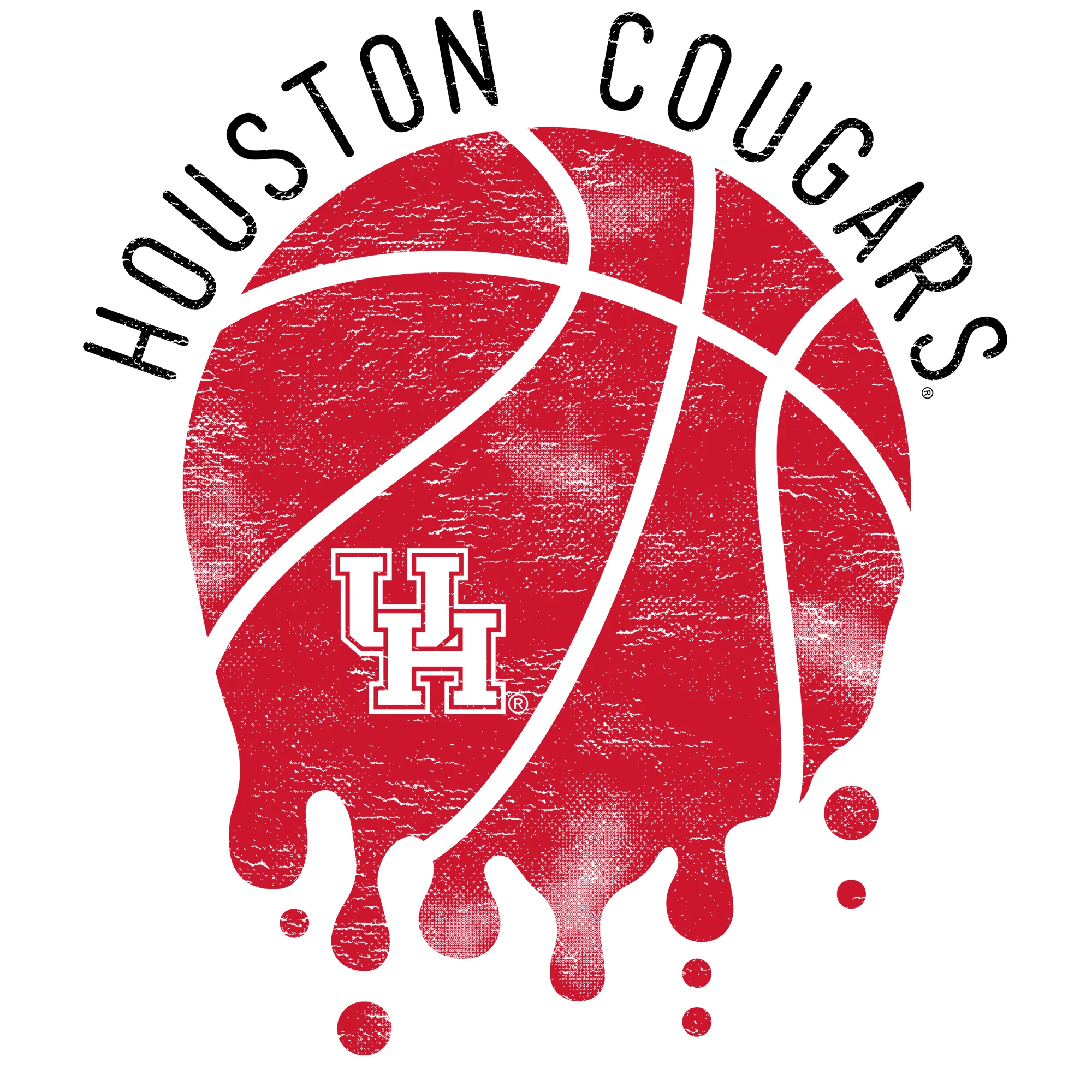 University of Houston Cougars Basketball Dribble Basic Cotton Short Sleeve T Shirt - White - Image 2