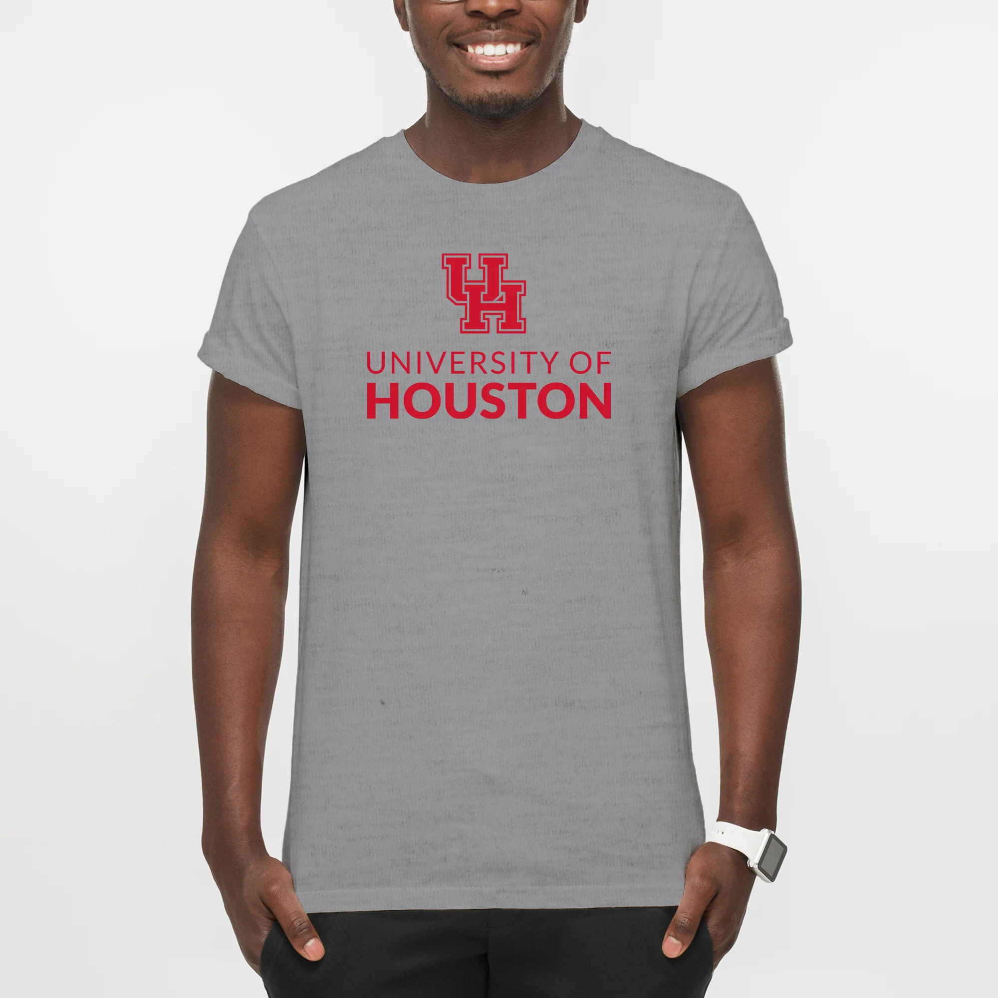 University of Houston Cougars Institutional Logo Short Sleeve T Shirt - Sport Grey - Image 4