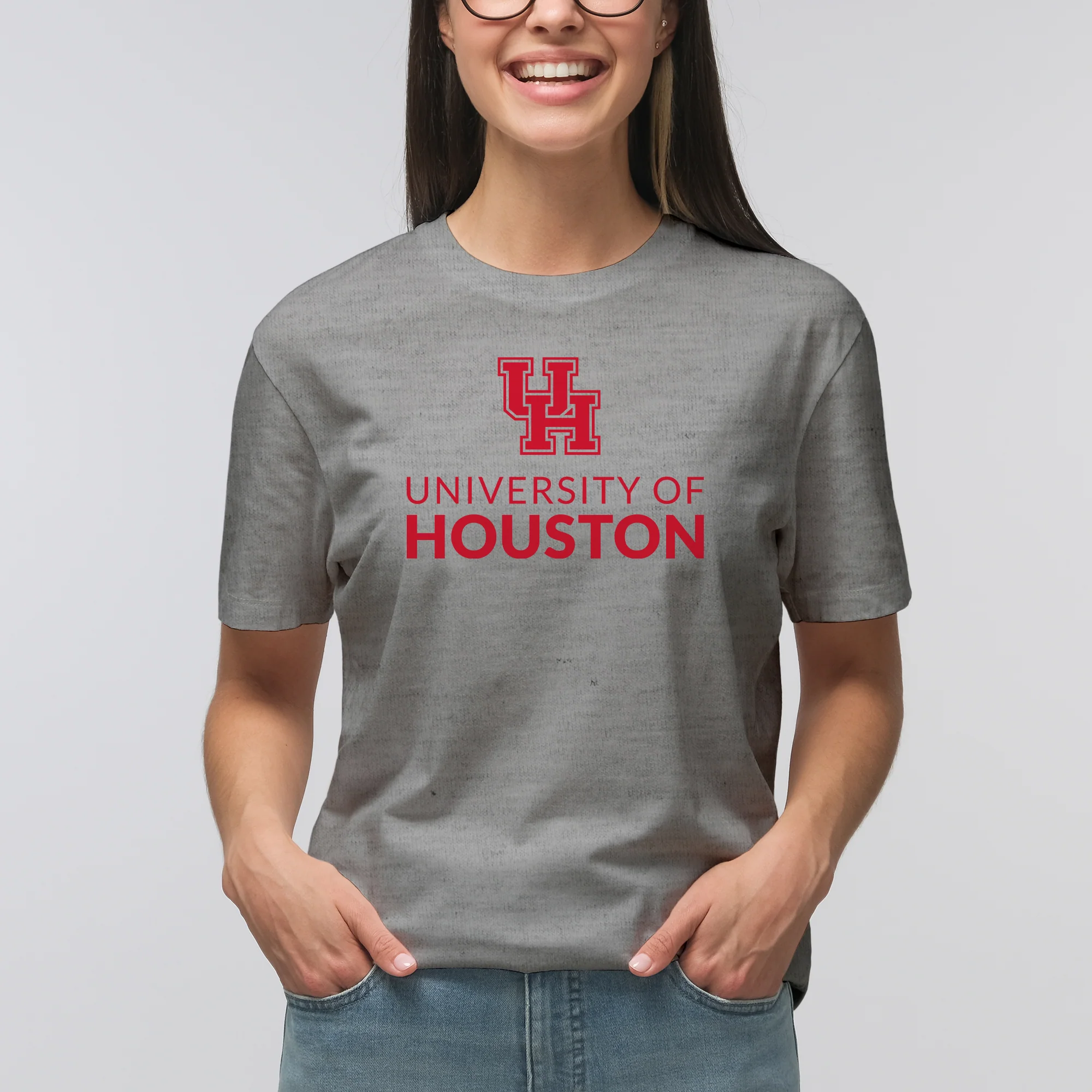 University of Houston Cougars Institutional Logo Short Sleeve T Shirt - Sport Grey - Image 5