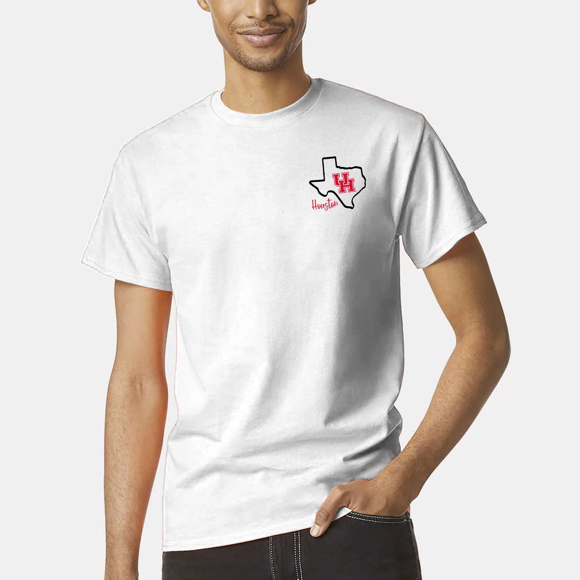 University of Houston Cougars Playful Sketch Short Sleeve T Shirt - White - Image 3