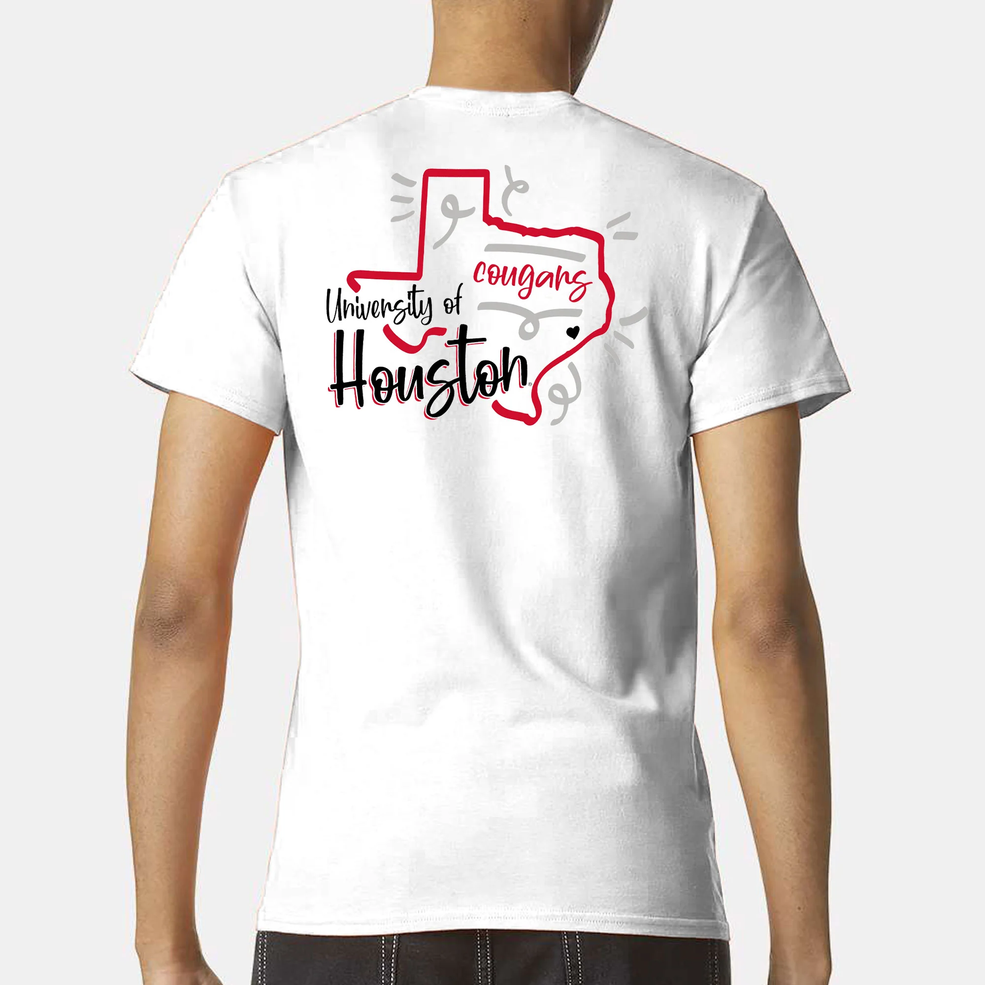 University of Houston Cougars Playful Sketch Short Sleeve T Shirt - White - Image 5