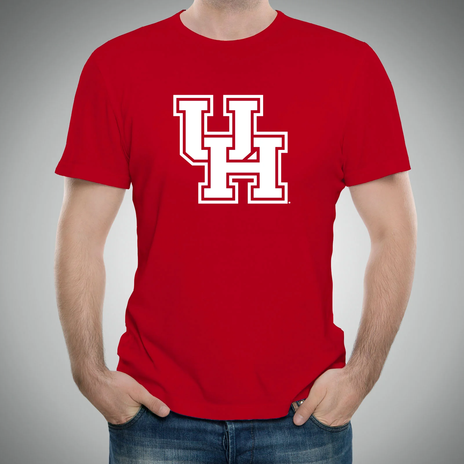 University of Houston Cougars Primary Logo Short Sleeve T Shirt - Red - Image 4