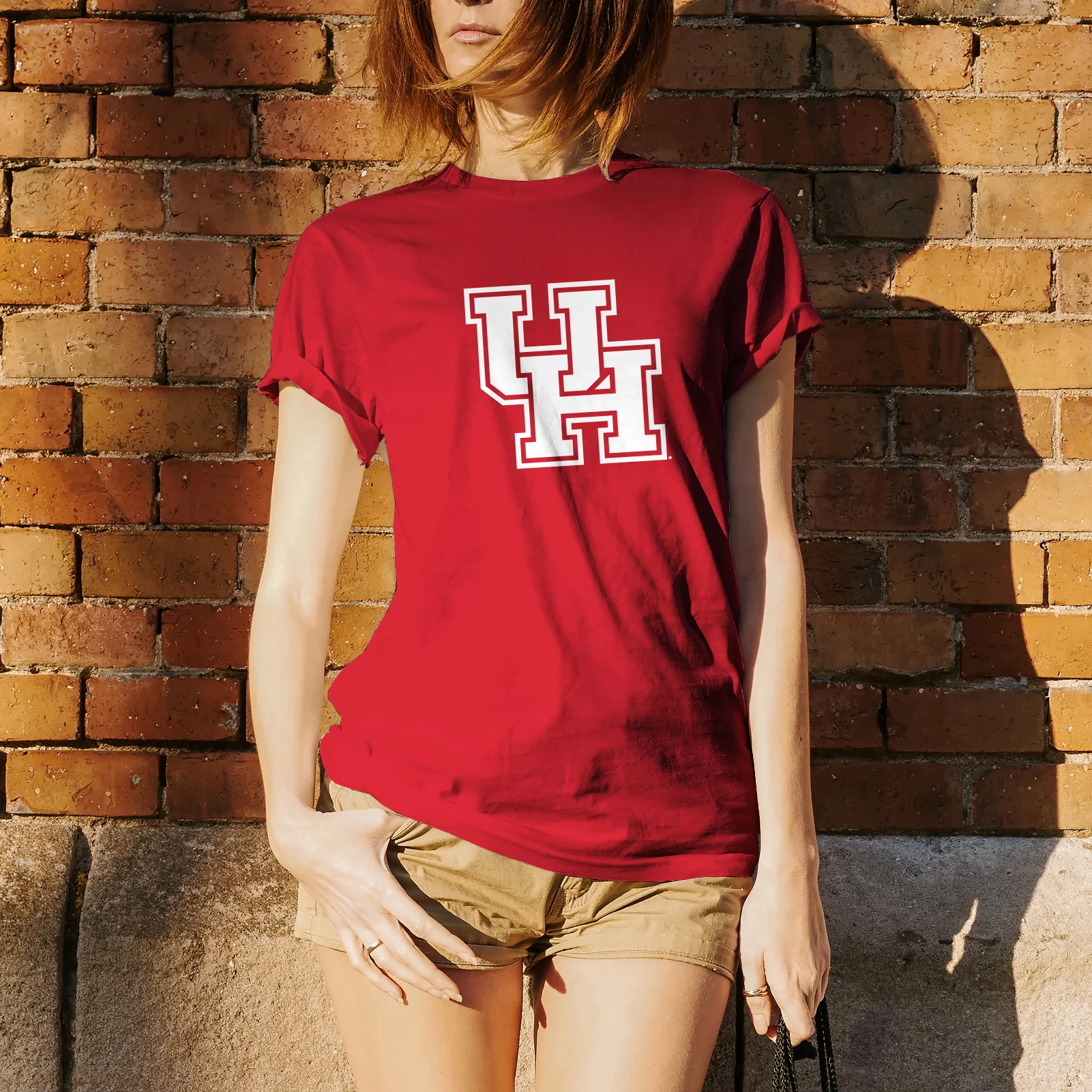 University of Houston Cougars Primary Logo Short Sleeve T Shirt - Red - Image 5