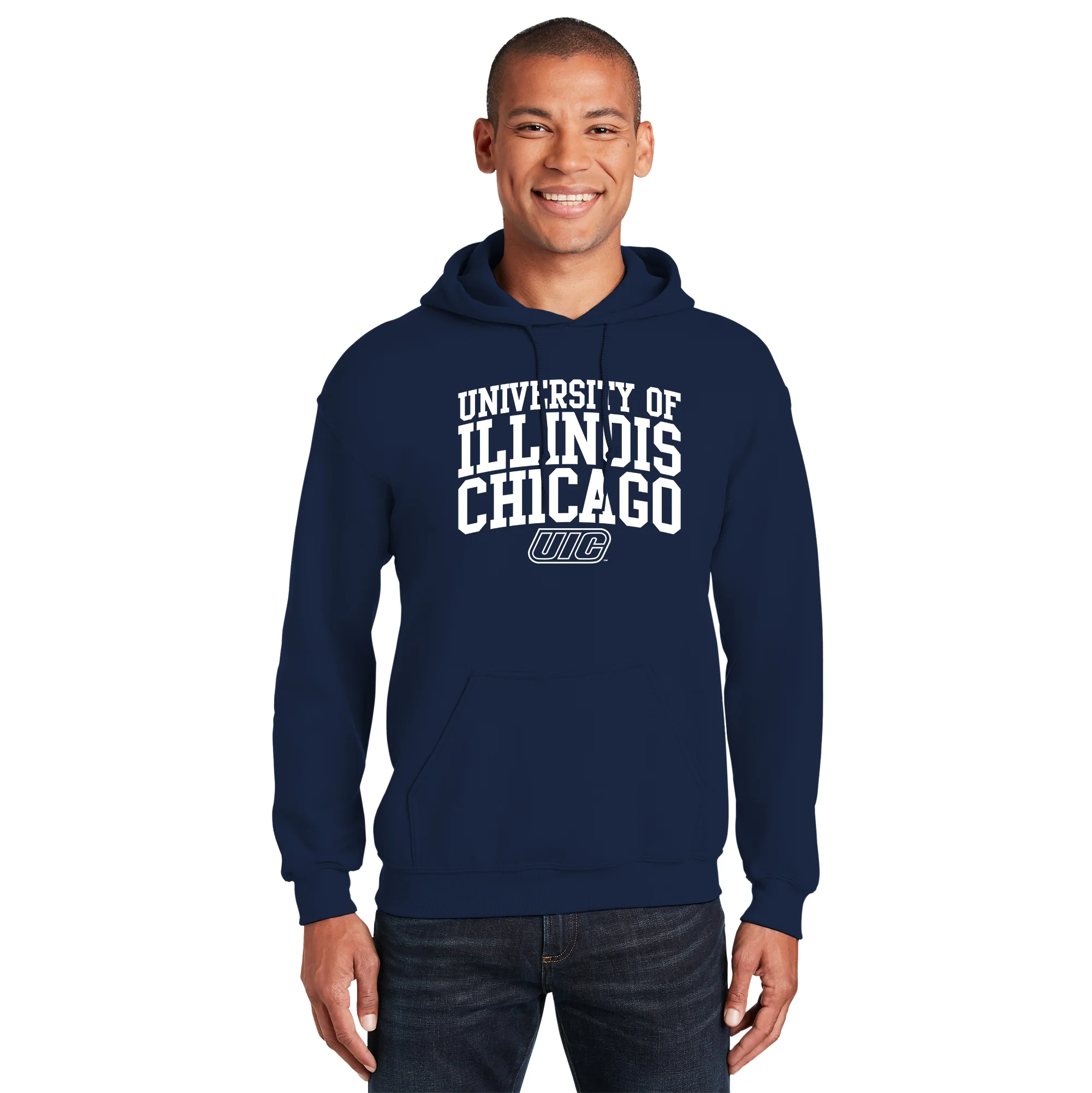 University of Illinois at Chicago Flames Arch Logo Hoodie - Navy - Image 3