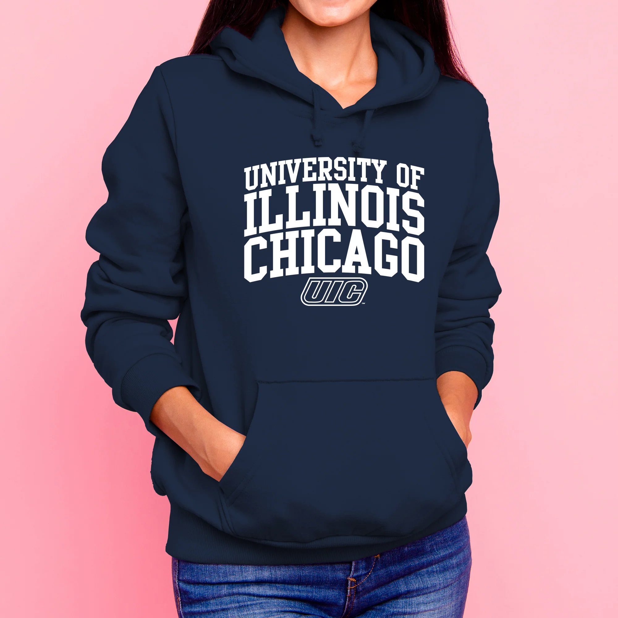 University of Illinois at Chicago Flames Arch Logo Hoodie - Navy - Image 4