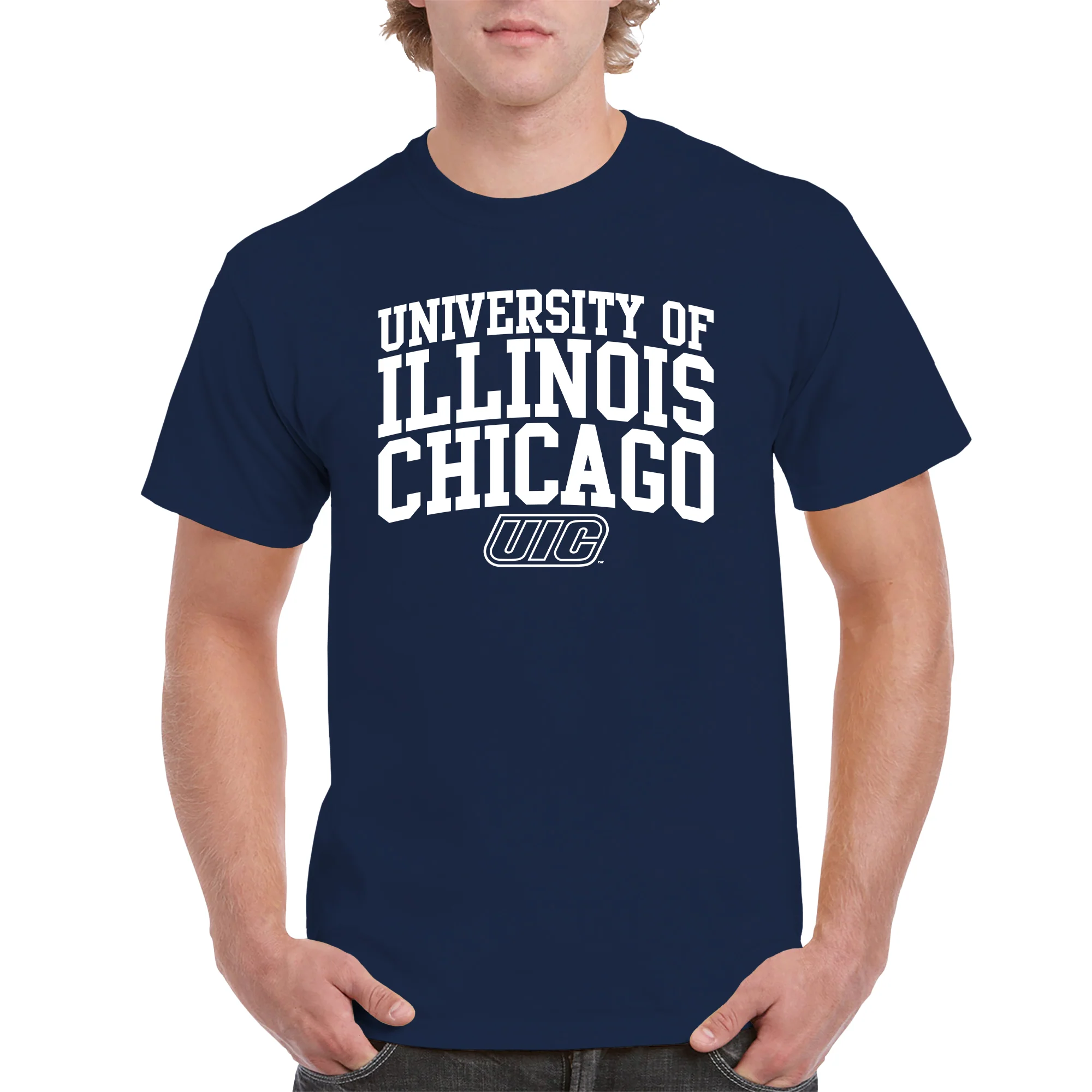 University of Illinois at Chicago Flames Arch Logo T-Shirt - Navy - Image 3