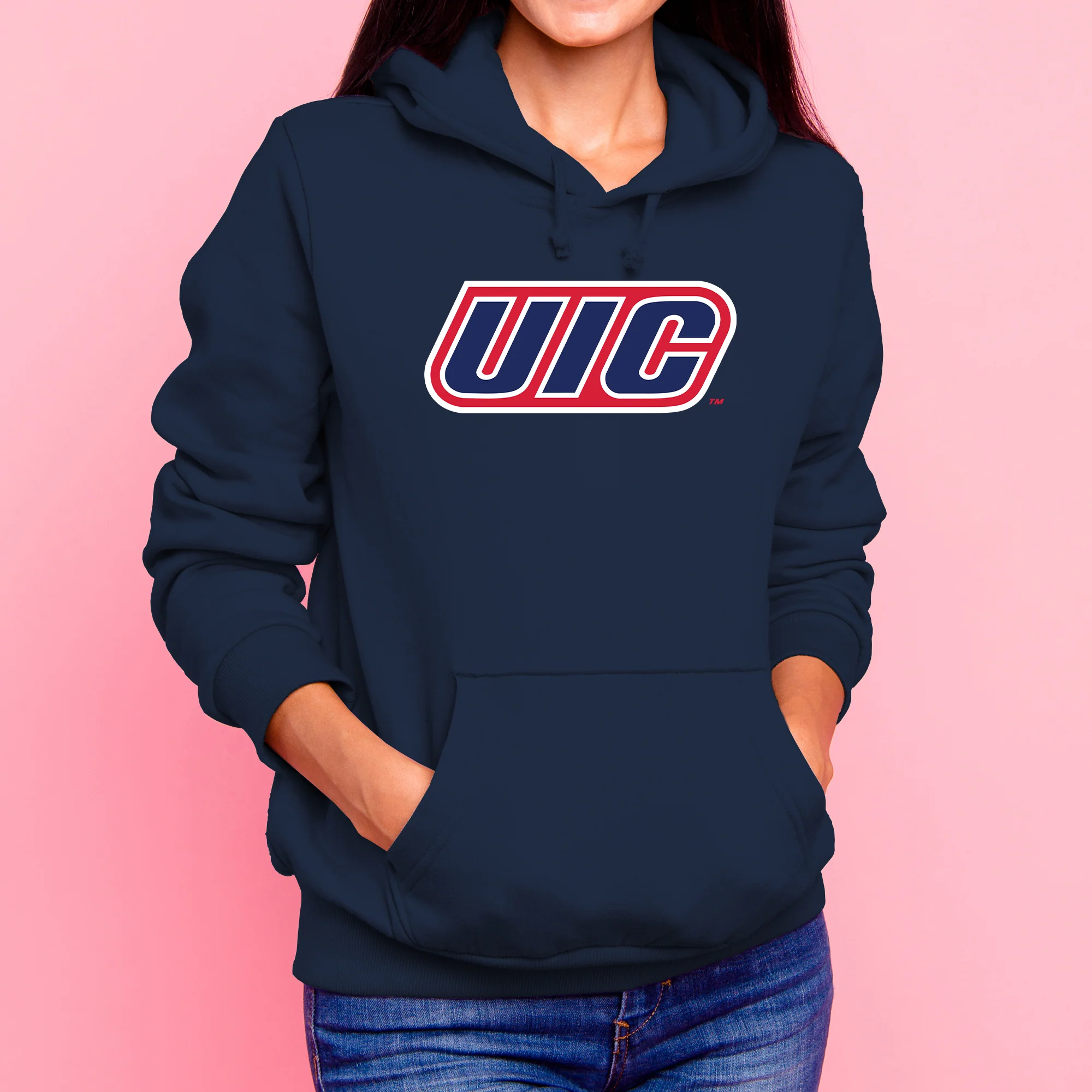 University of Illinois at Chicago Flames Primary Logo Hoodie - Navy - Image 4