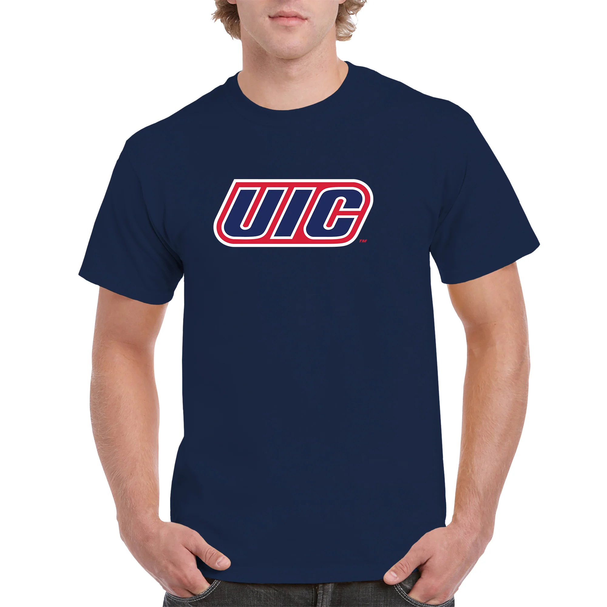 University of Illinois at Chicago Flames Primary Logo T-Shirt - Navy - Image 3