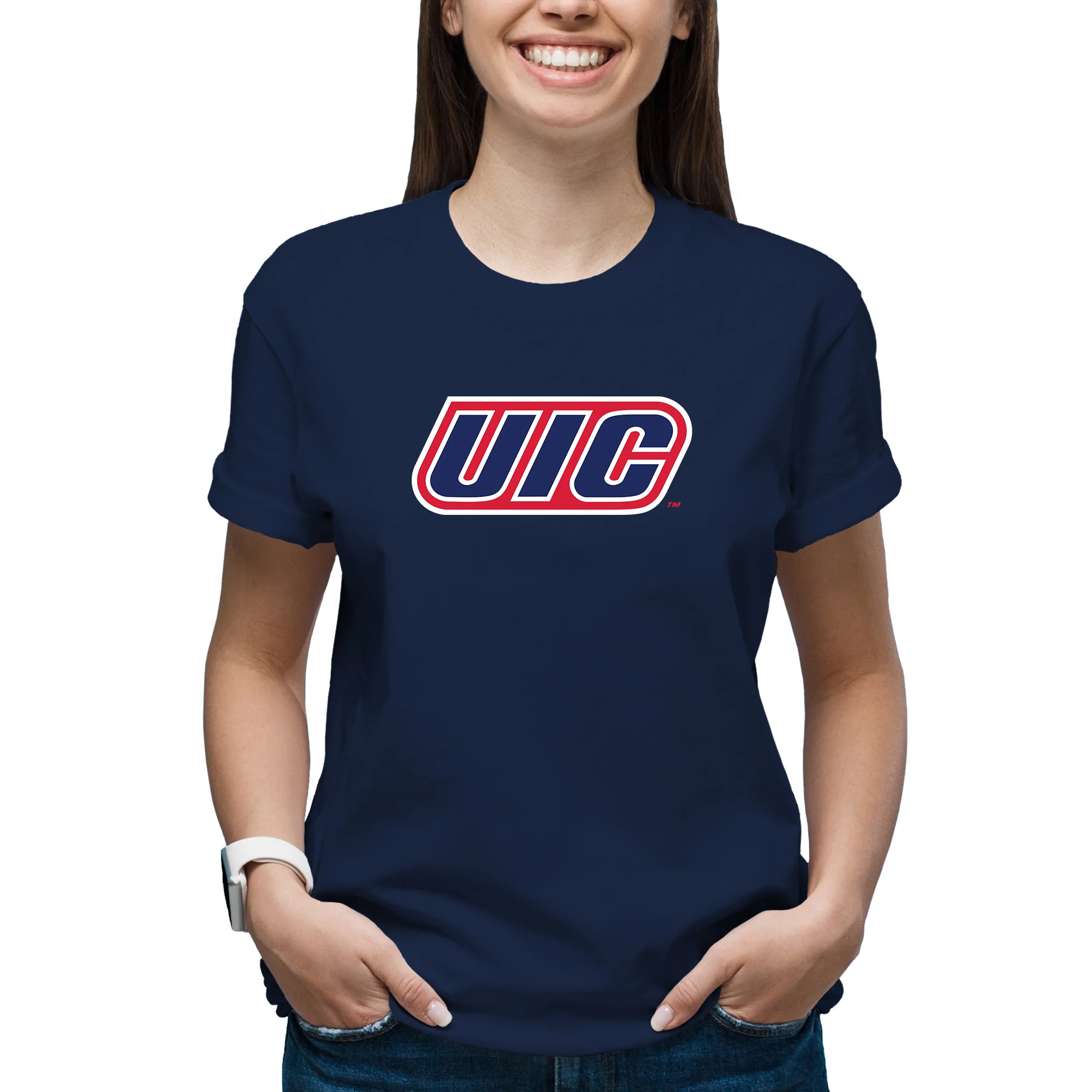 University of Illinois at Chicago Flames Primary Logo T-Shirt - Navy - Image 4