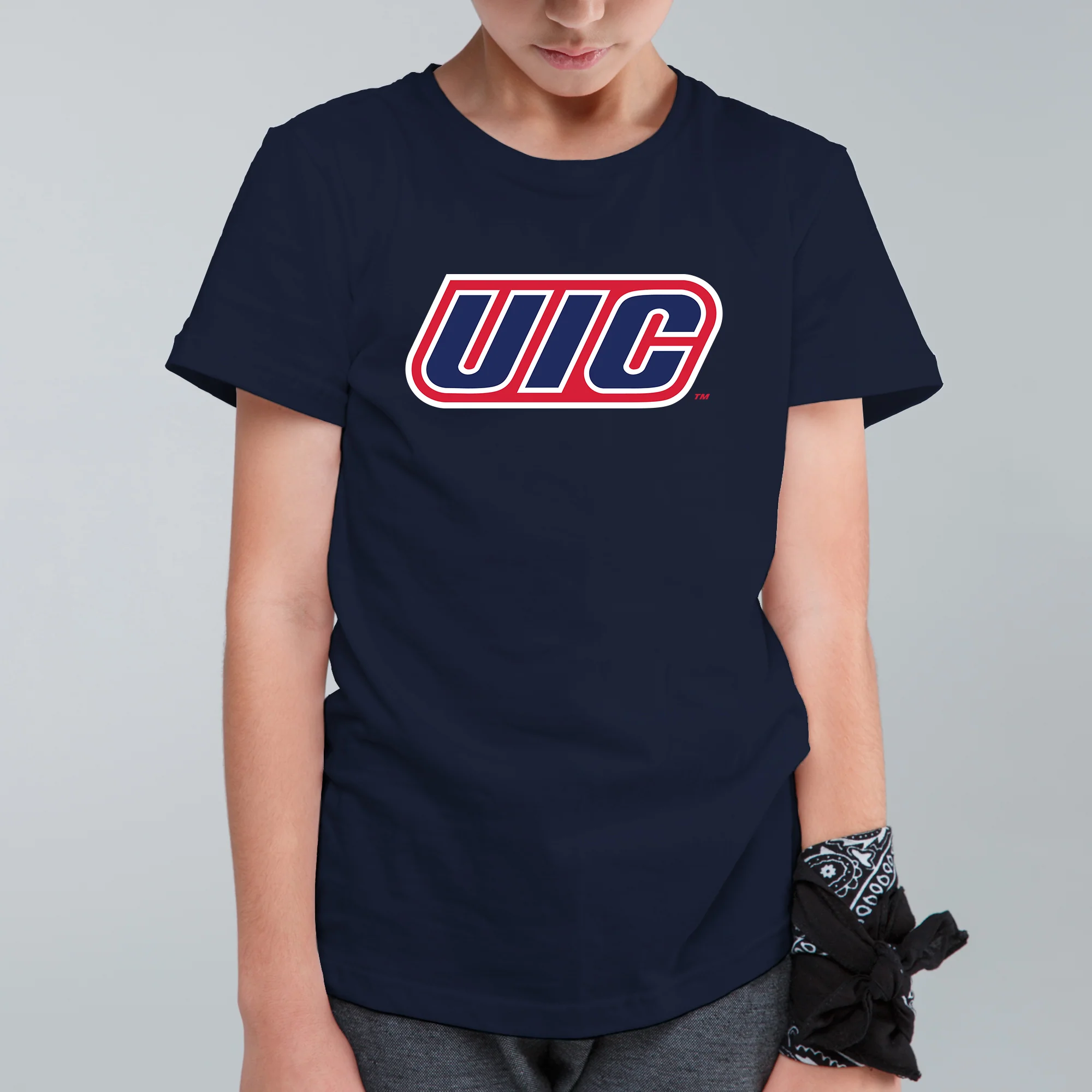 University of Illinois at Chicago Flames Primary Logo Youth T-Shirt - Navy - Image 3