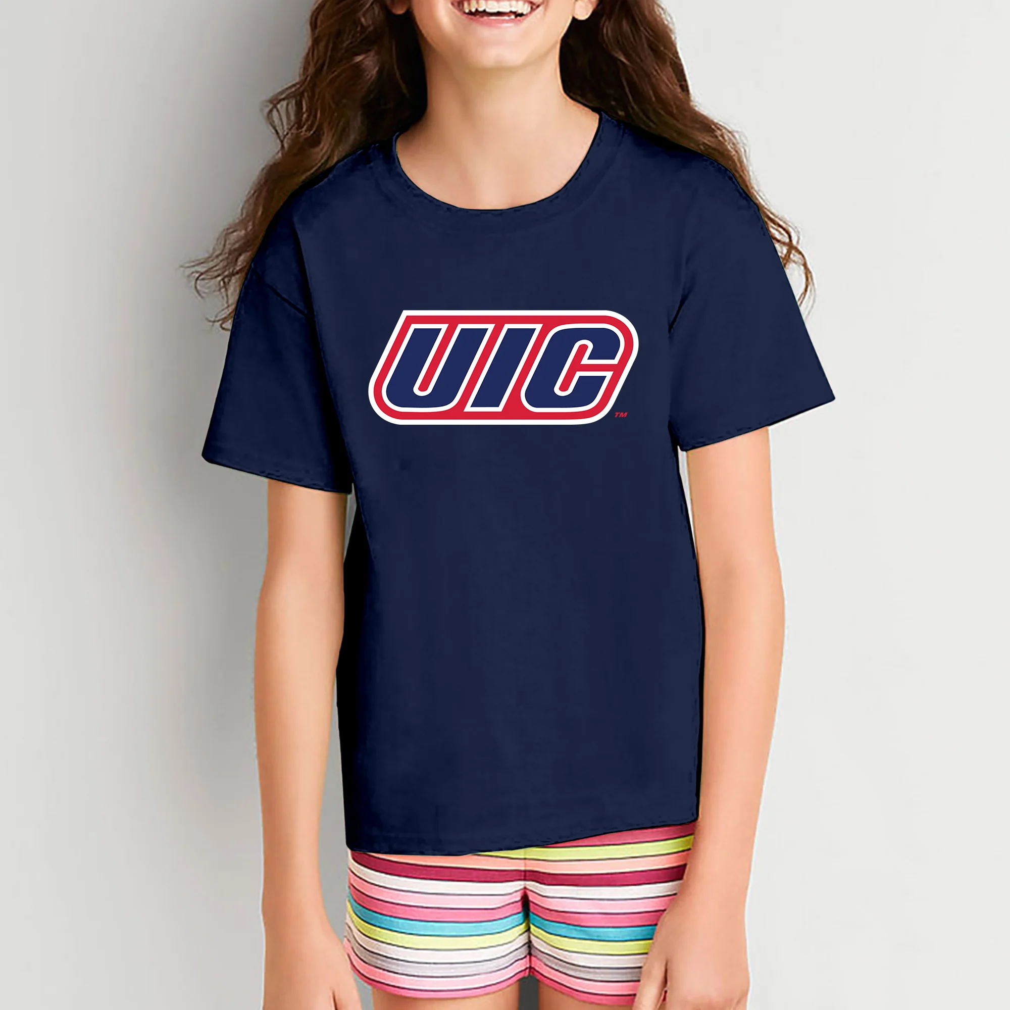University of Illinois at Chicago Flames Primary Logo Youth T-Shirt - Navy - Image 4