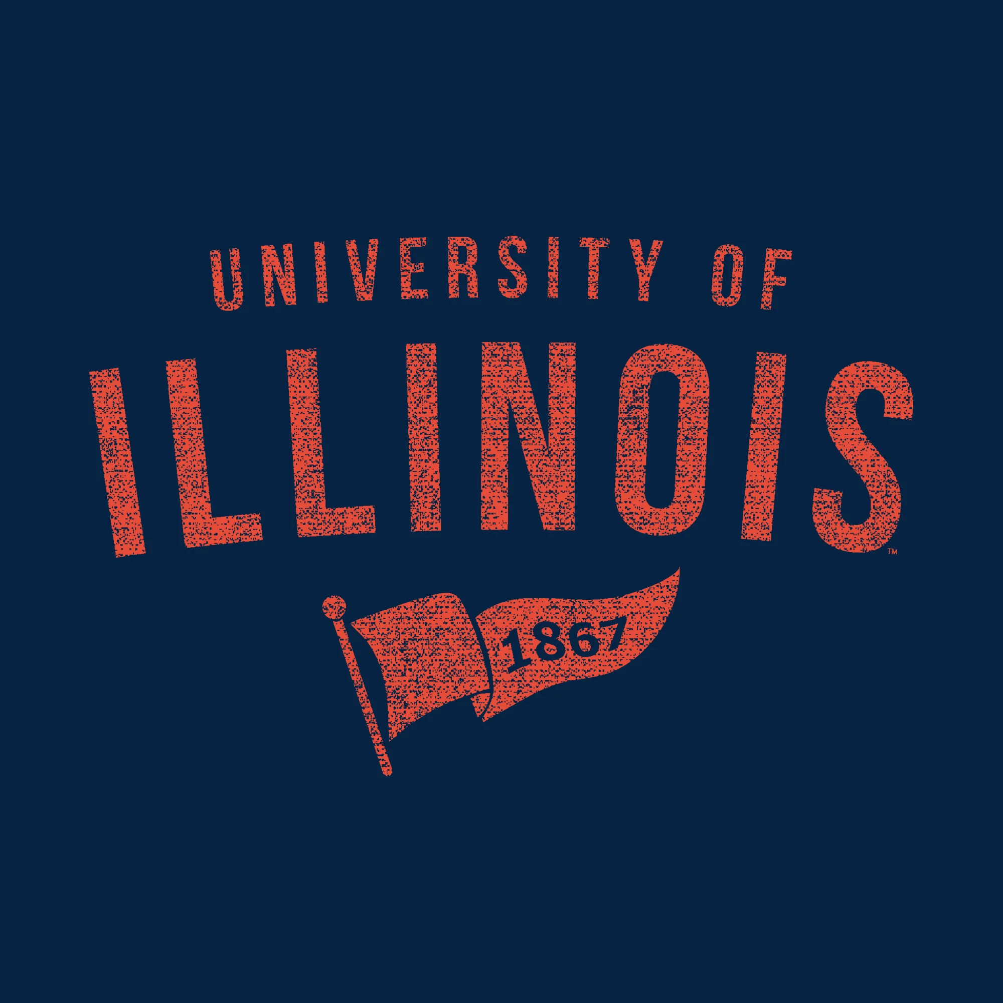 University of Illinois Fighting Illini 1867 Banner Canvas Short Sleeve Triblend T-Shirt - Solid Navy - Image 2