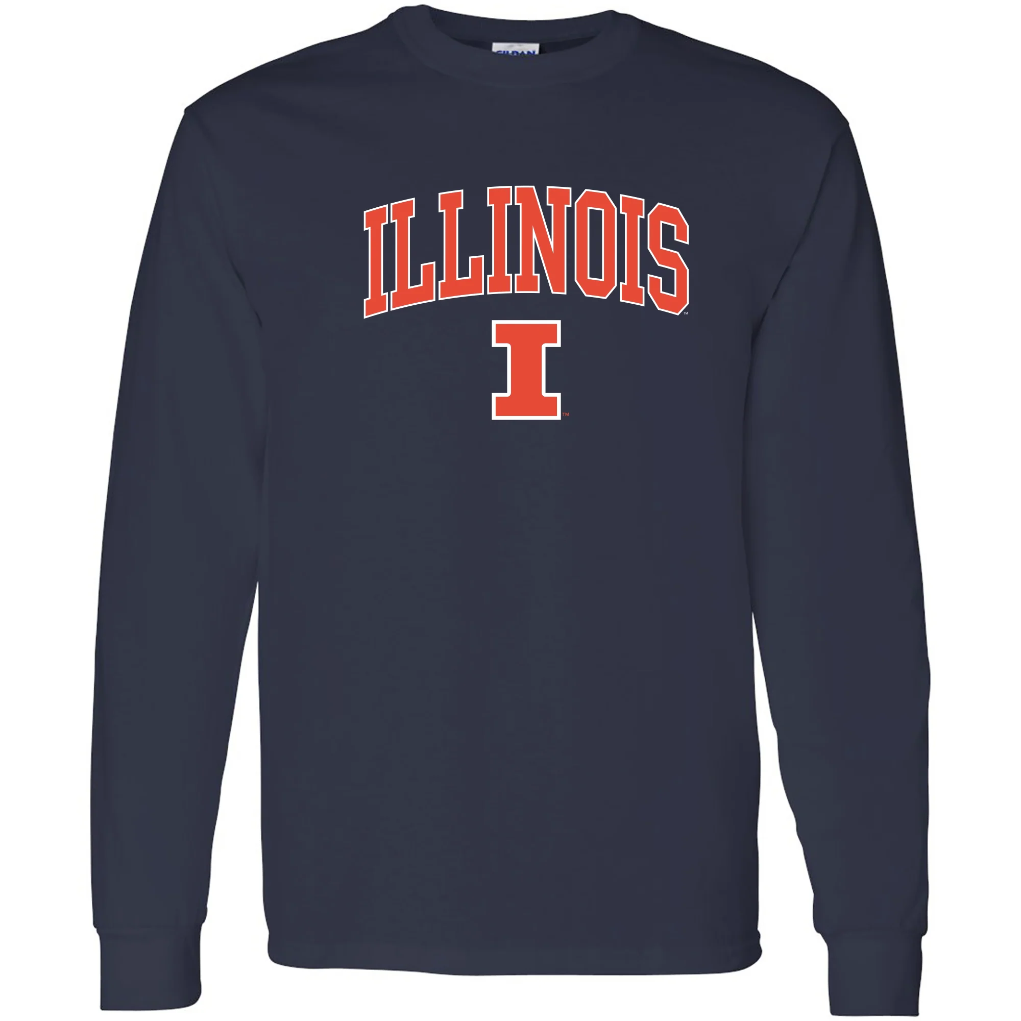 University of Illinois Fighting Illini Arch Logo Cotton Long Sleeve T-Shirt - Navy