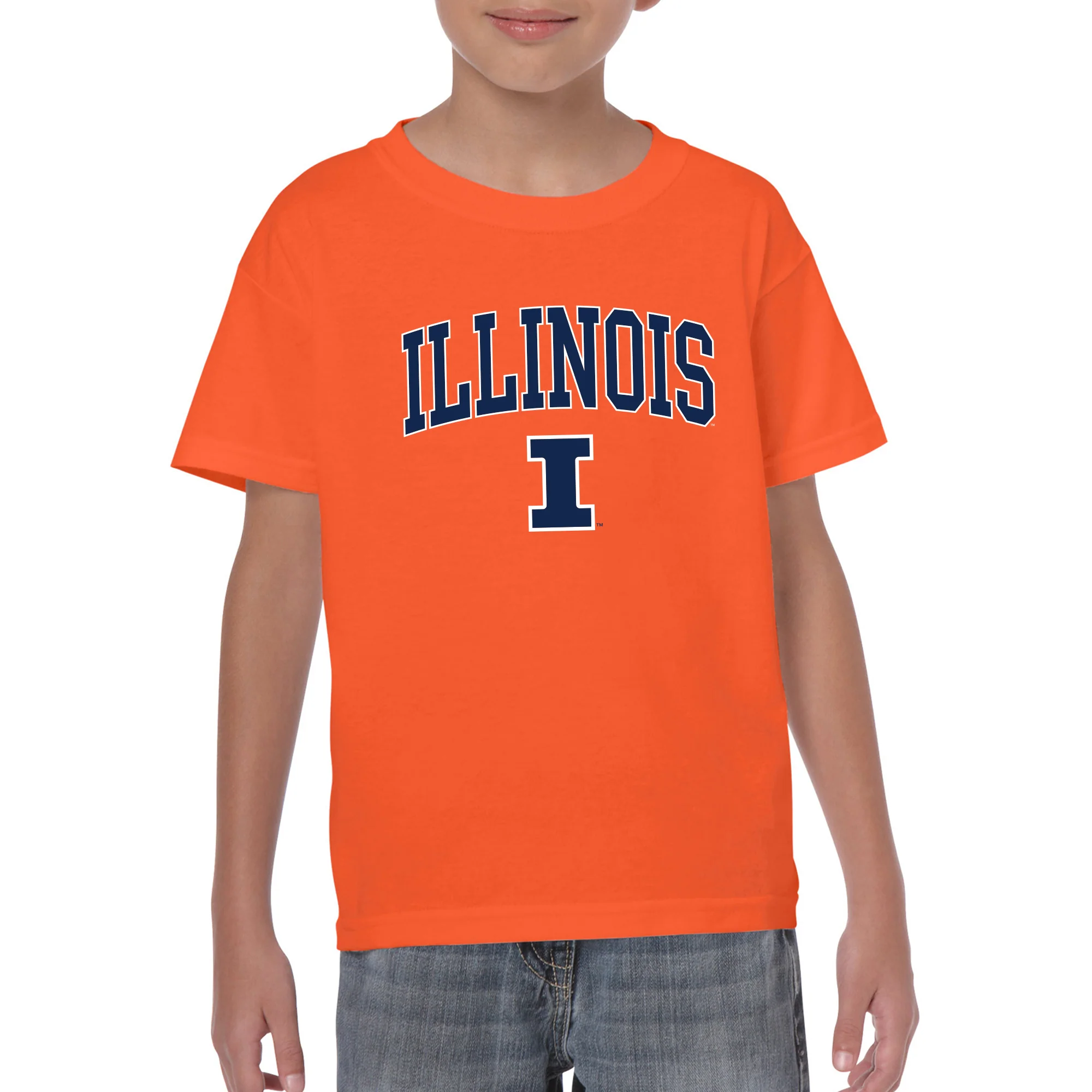 University of Illinois Fighting Illini Arch Logo Cotton Youth T-Shirt - Orange - Image 3